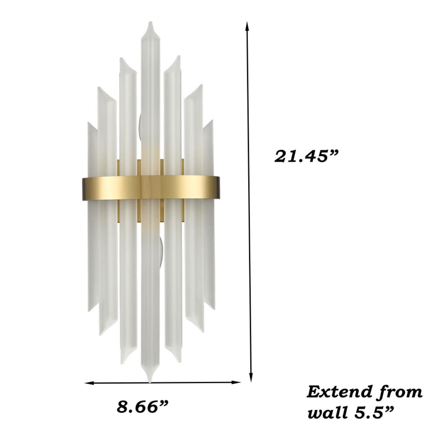 Modern Gold Crystal Frosted Glass Wall Sconces Set of Two
