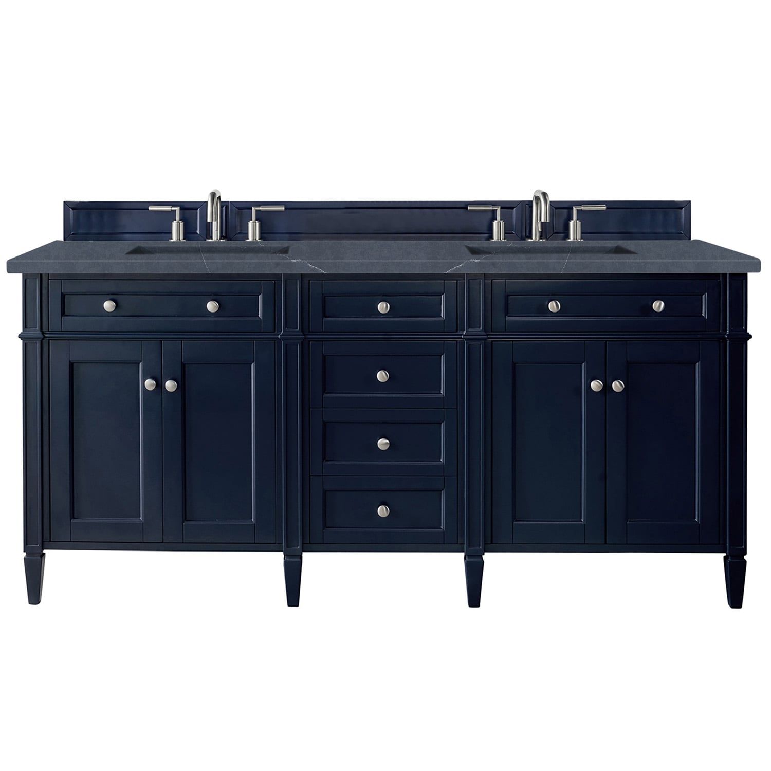 James Martin Vanities 650-V72-VBL-3CSP Brittany 72-in Victory Blue Undermount Double sink Bathroom Vanity with Charcoal Soapstone Quartz Top