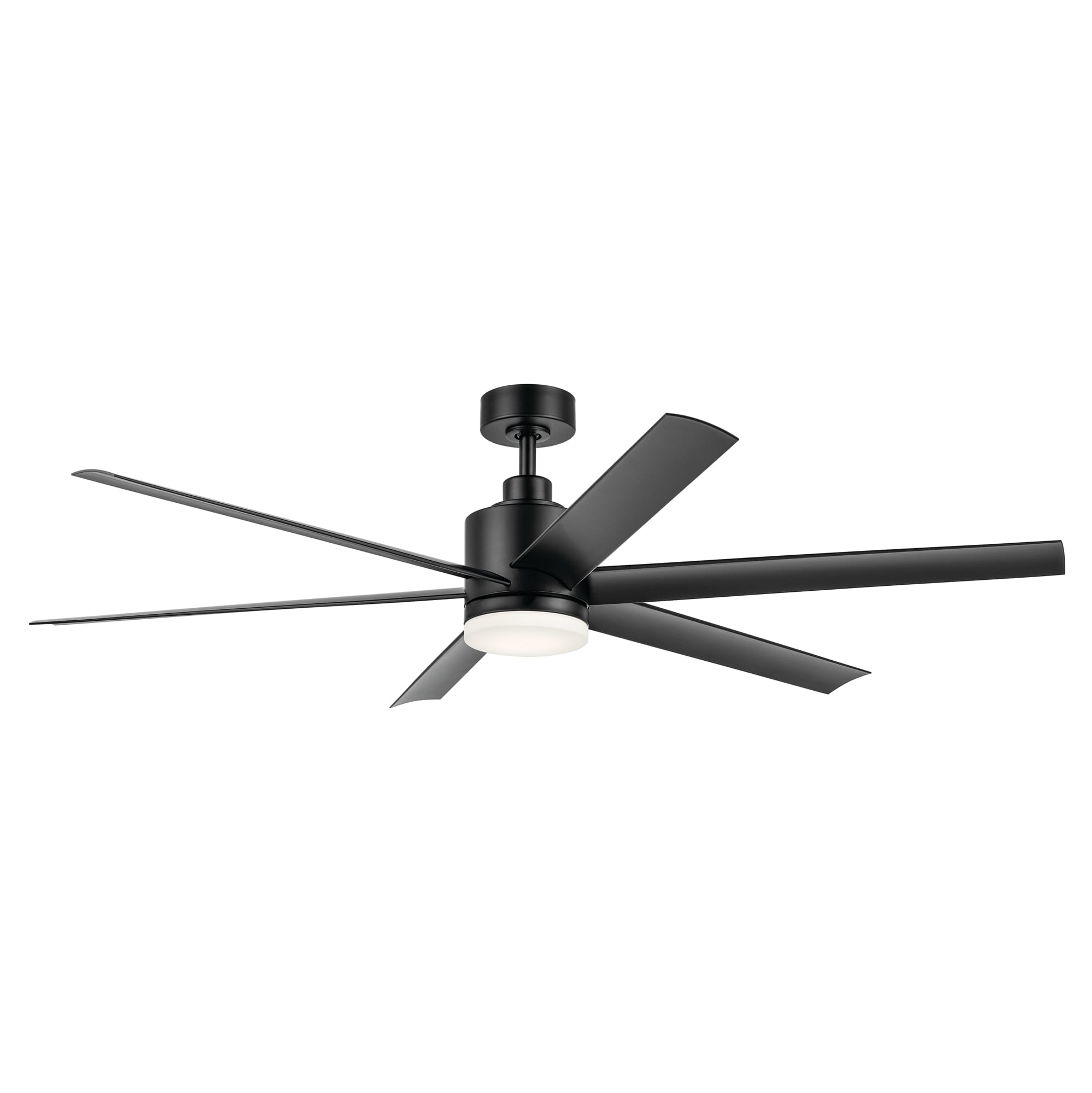 Kichler 310765SBK Loa 65-in Color-Changing Integrated LED Outdoor Satin Black with Satin Black Blades Ceiling Fan With Light - Remote Included ( 6 -Blade )