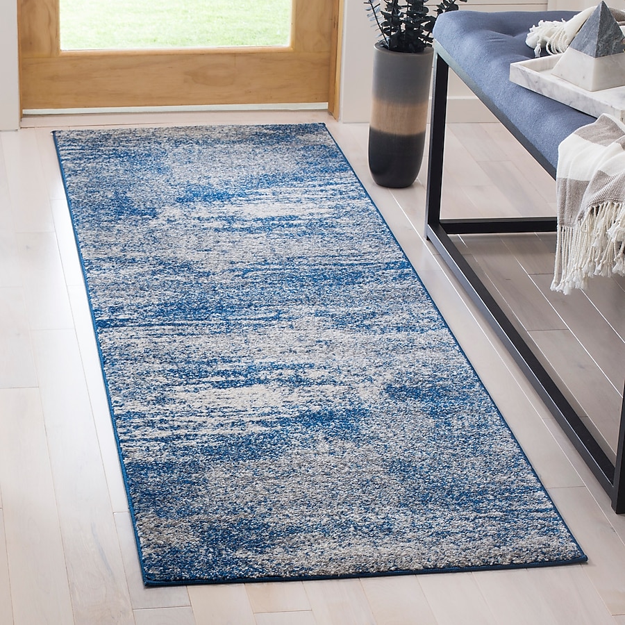 Safavieh Evoke Sorente 2 x 9 Navy/Ivory Indoor Abstract Industrial Runner Safavieh Evoke Sorente 2 x 9 Navy/Ivory Indoor Abstract Industrial Runner