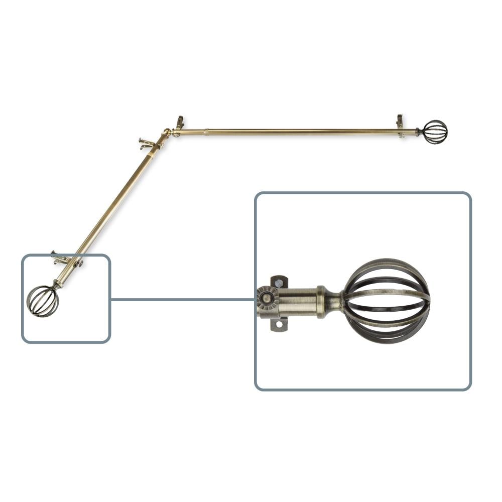 Hart & Harlow L4862-484CR Cooper 13/16-in 48-in to 84-in Antique brass Steel Corner curtain rod with Finials