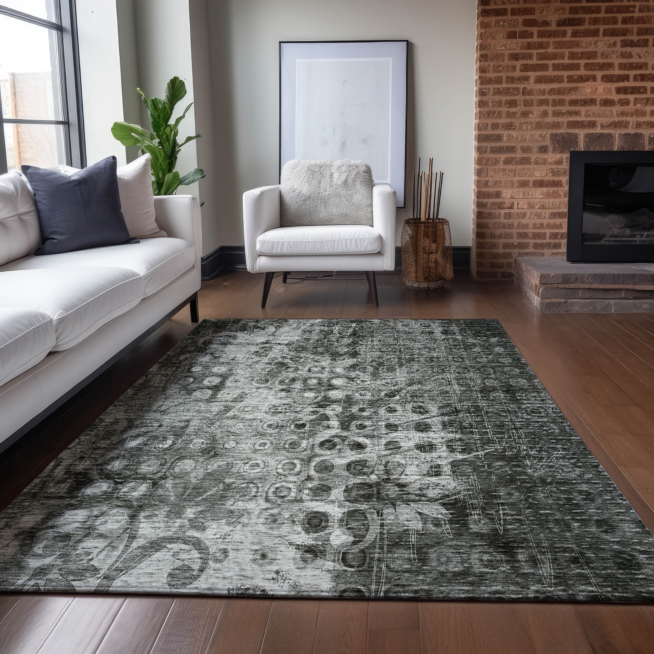 Addison Rugs ACN577CC9X12 Chantille ACN577CC 9 x 12 (ft) Polyester Charcoal Rectangular Indoor/Outdoor Geometric Machine washable Area rug