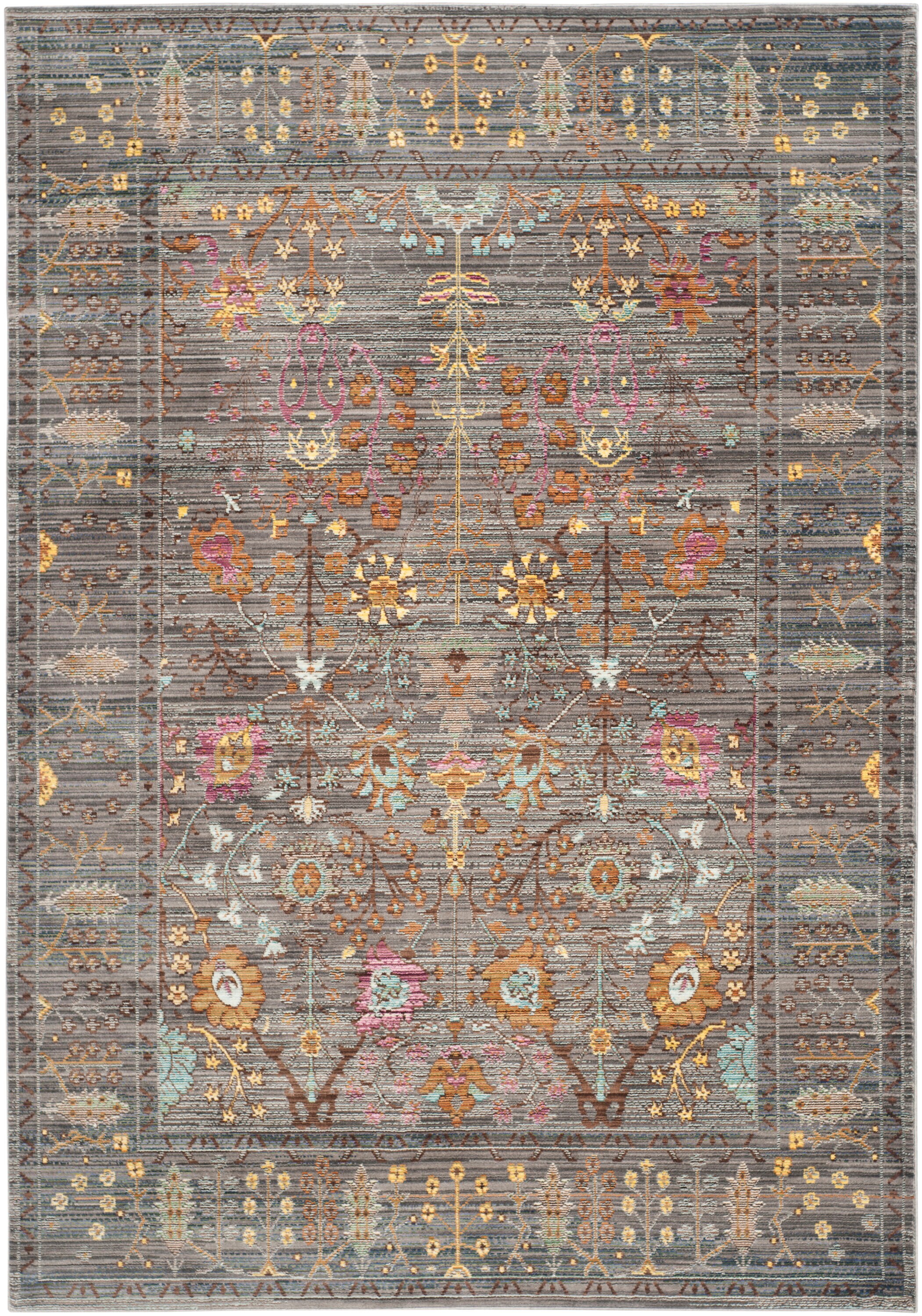 Safavieh VAL108C-5 Valencia Odessa 5 x 8 (ft) Loomed Polyester Gray/Multi Rectangular Indoor Floral/Botanical Global Area rug
