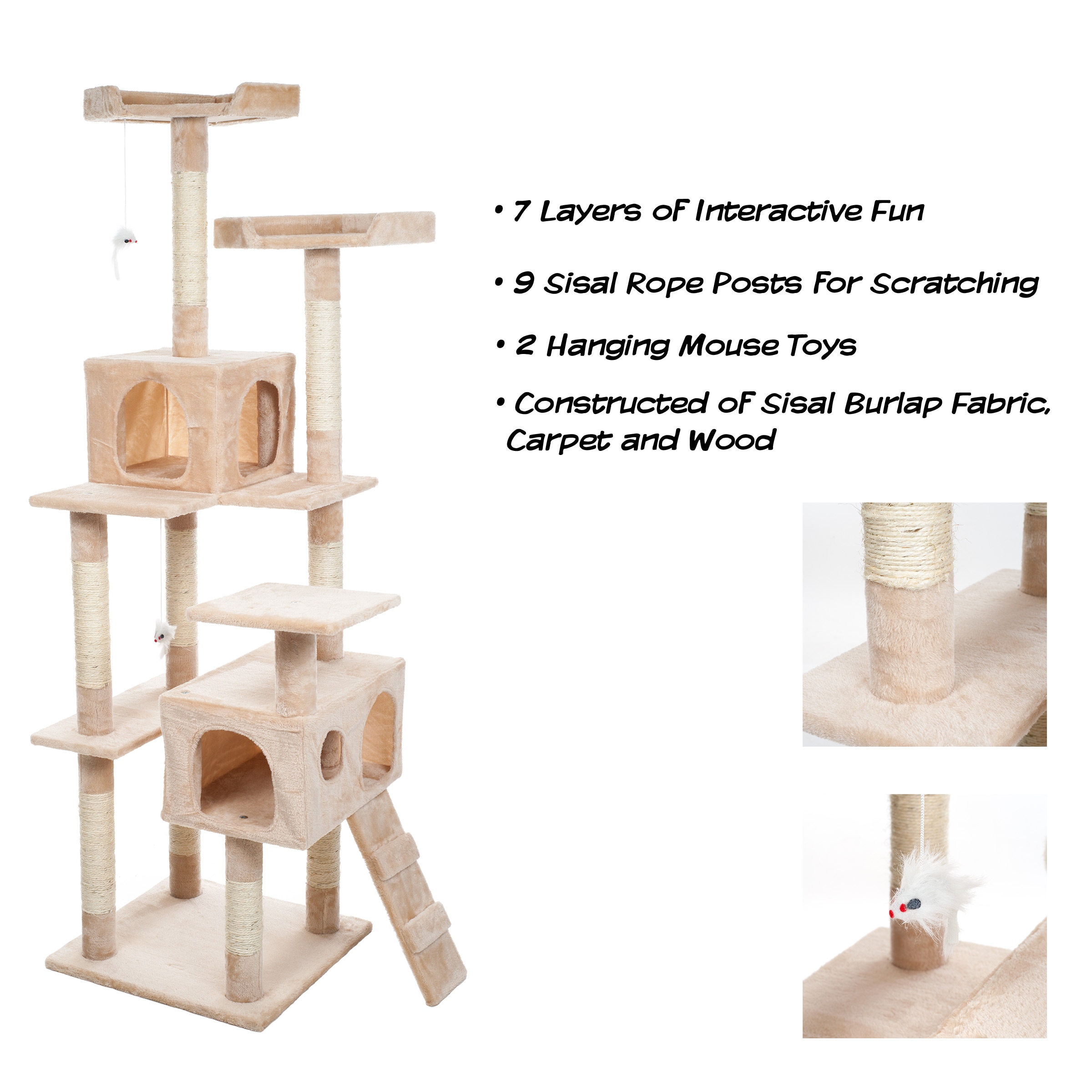 PETMAKER 66.25-in x 22-in Off-white Carpet Cat House at Lowes.com