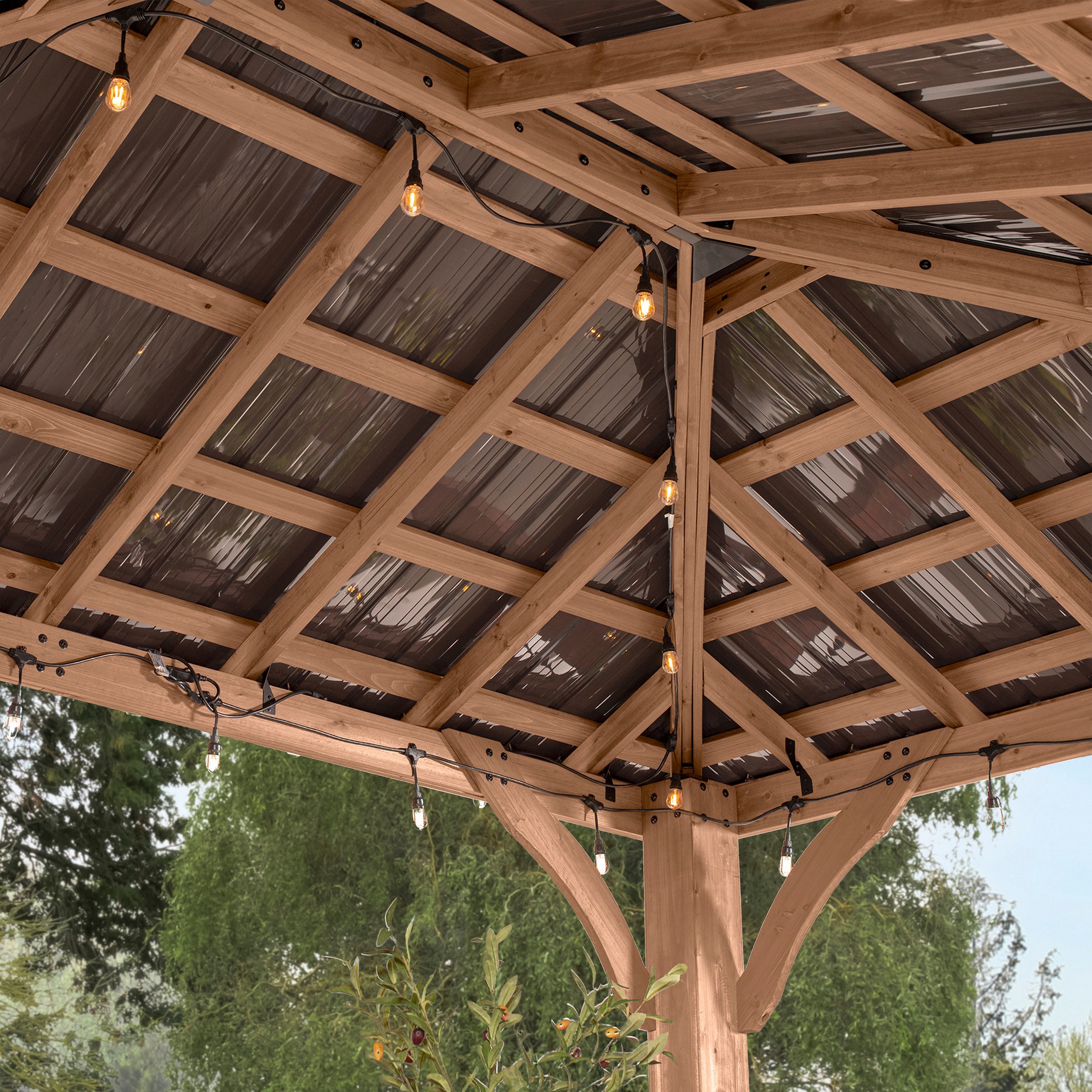 Barrington 16x12 Cedar Wood and Steel Roof Gazebo
