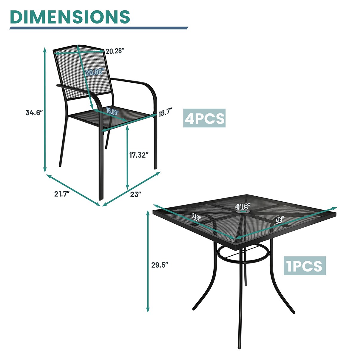 Mondawe MO-07SL4C1TSQBL Patio-Dining-Sets - View #5