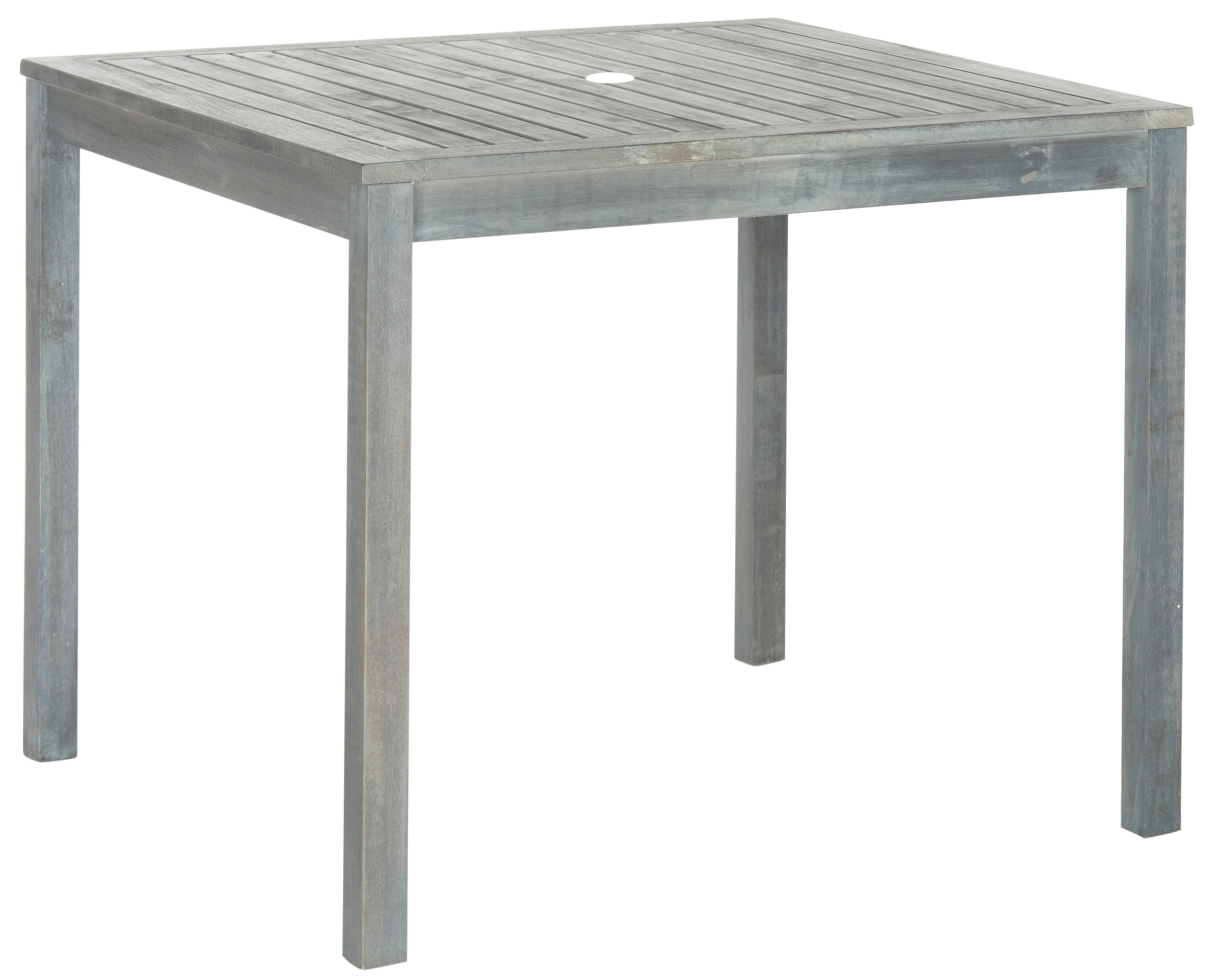 Safavieh PAT6720B Bradbury 5 -Piece Gray Patio Dining Set Wood Square Table with 4 Off-white Cushions Stationary Chairs