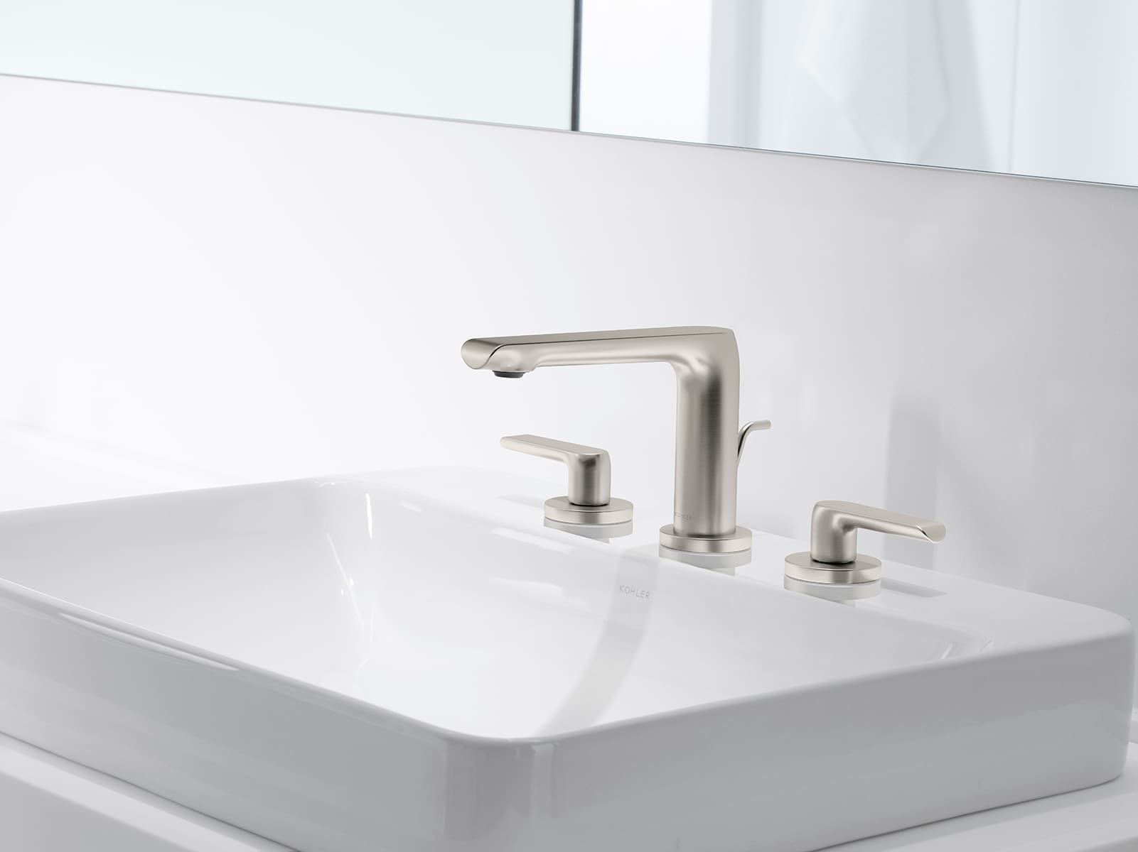 Kohler Avid Vibrant Brushed Nickel Widespread 2 Handle Watersense Bathroom Sink Faucet With 1124