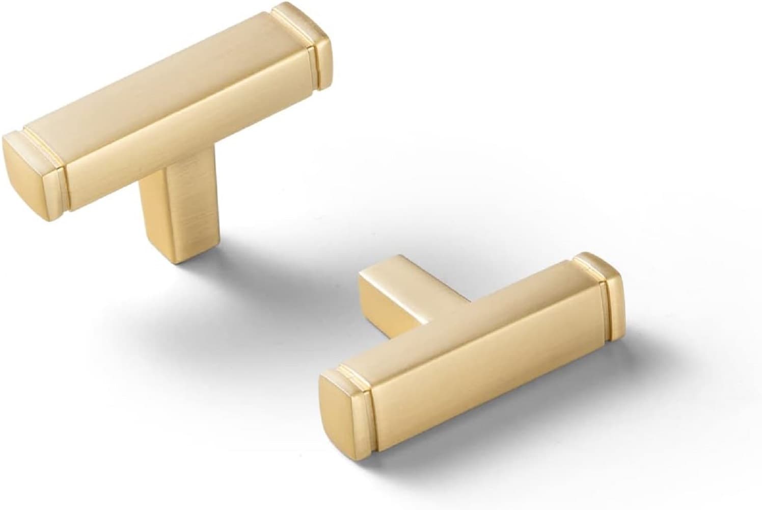 Miaokesen 1814TLS-DK 1-4/5-in Light Brushed Brass Bar Modern Cabinet Knob 6 -Pack