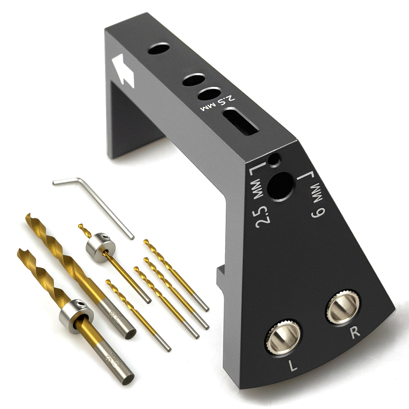 Etokfoks  Drawer Slide Drill Guide Jig Aluminum Alloy Installation Template Kit with Bits Collars and Wrenches