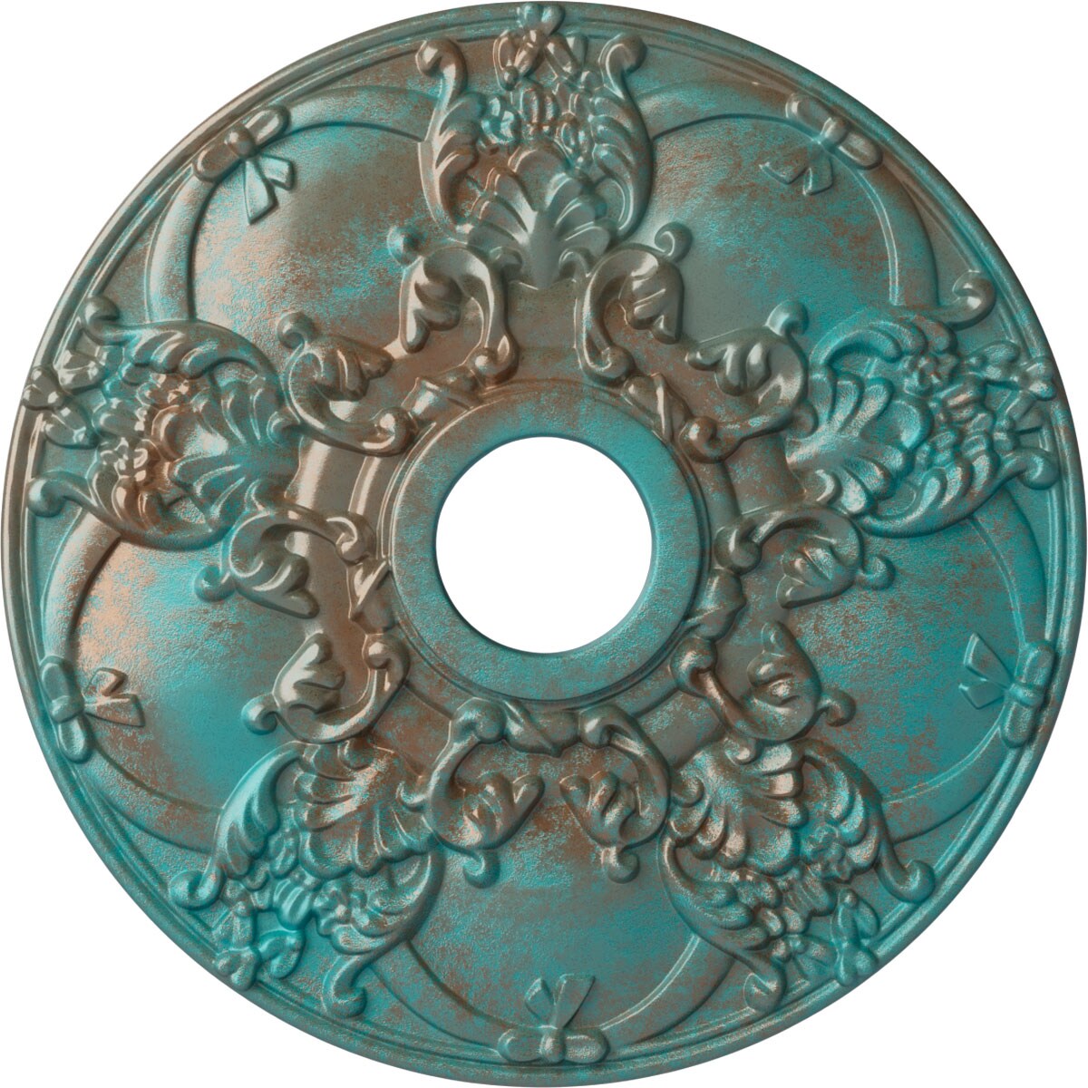 Ekena Millwork CM18NOCGS Norwich 18-in W x 18-in L Painted Copper Green Patina Polyurethane Whole Ceiling Medallion