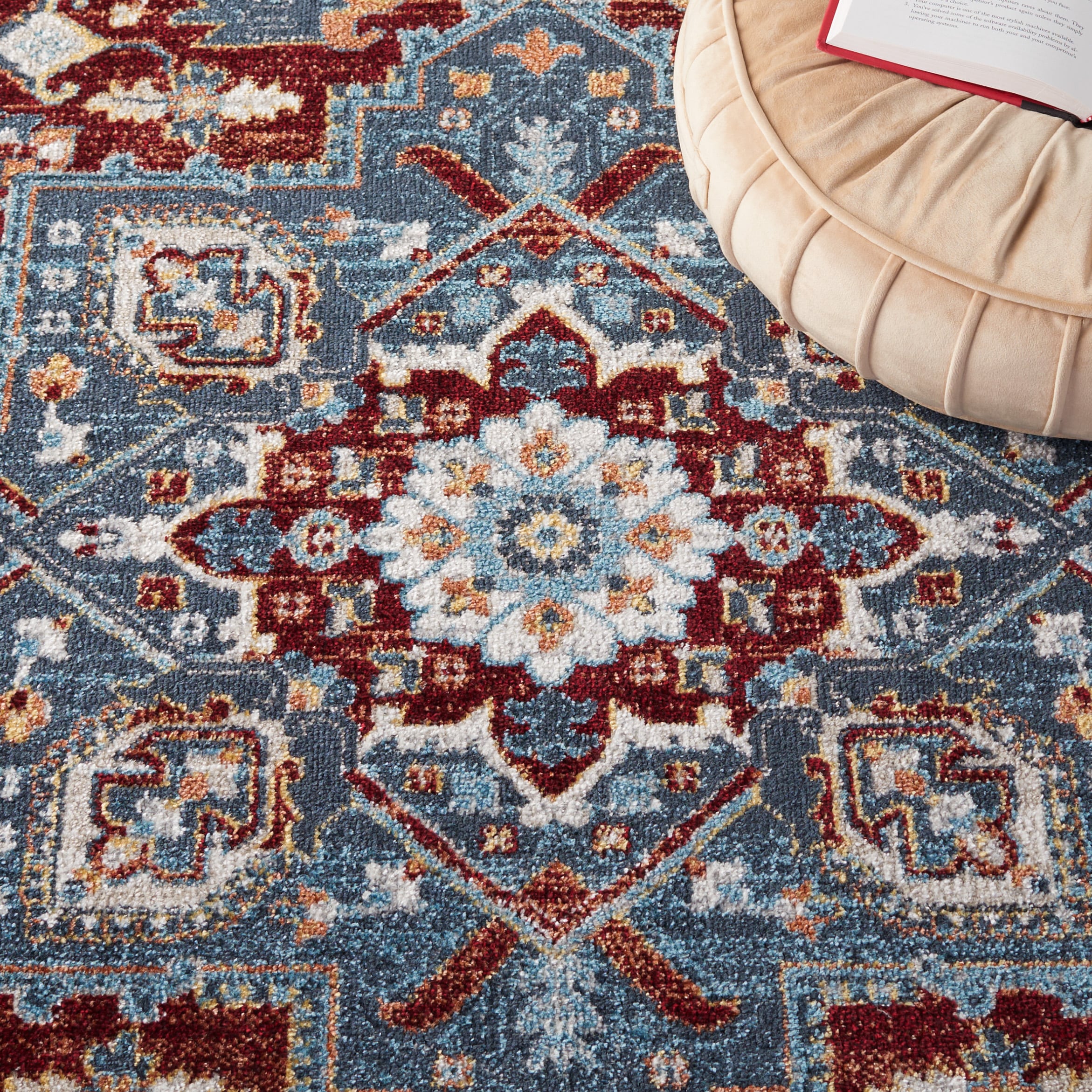 Reversible Easy-Care Synthetic Red Rectangular Rug, 9' x 12'