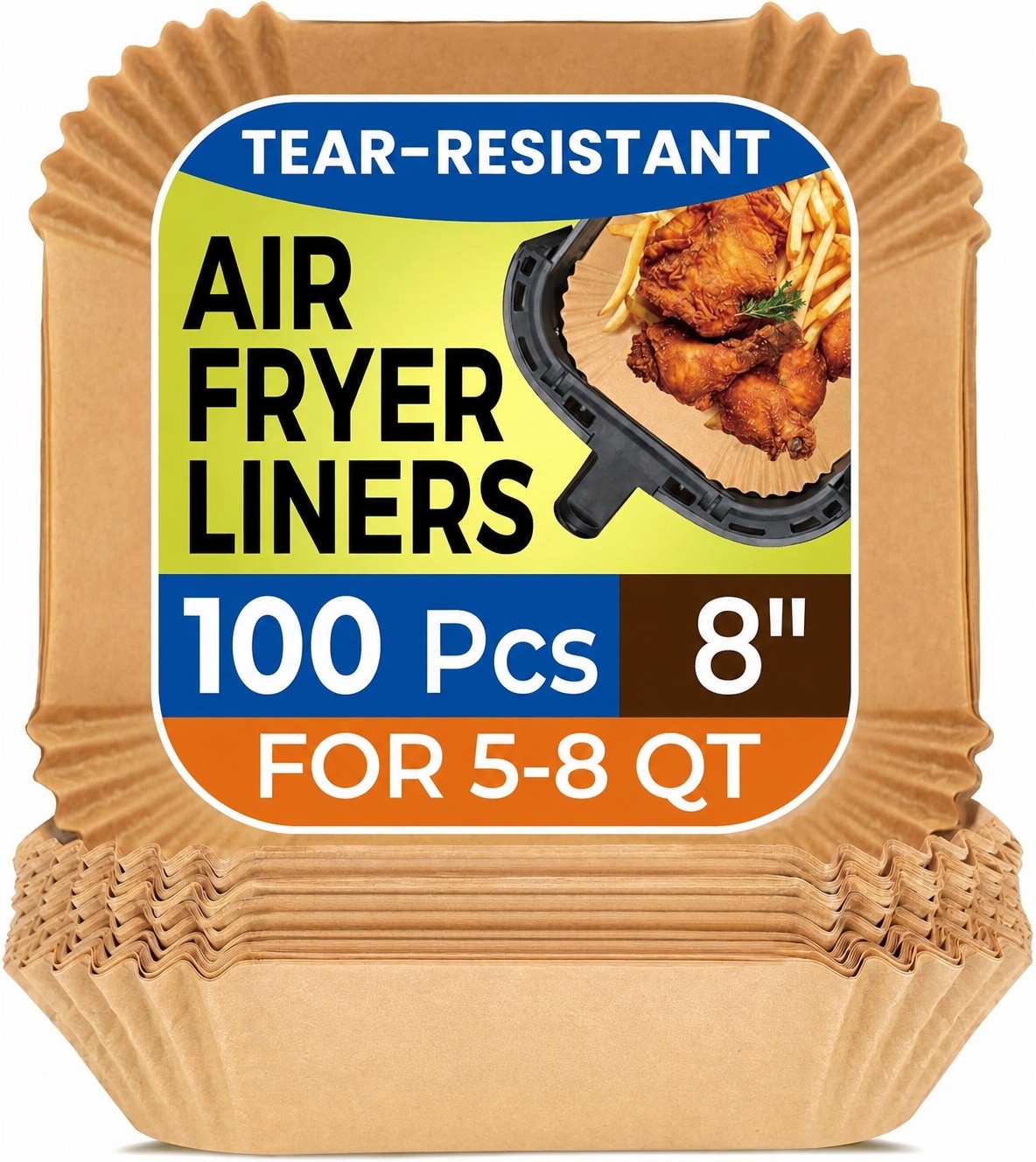 Anqtovp  1000 pcs Air Fryer Paper Liners 8 Inch Square Disposable Non Stick Heavy Duty Parchment for 5 to 8 Quart Basket Oven Microwave Steamer