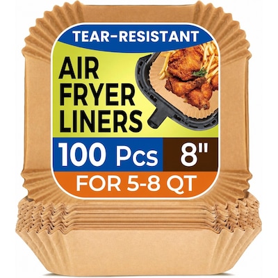 Anqtovp 1000 pcs Air Fryer Paper Liners 8 Inch Square Disposable Non Stick Heavy Duty Parchment for 5 to 8 Quart Basket Oven Microwave Steamer