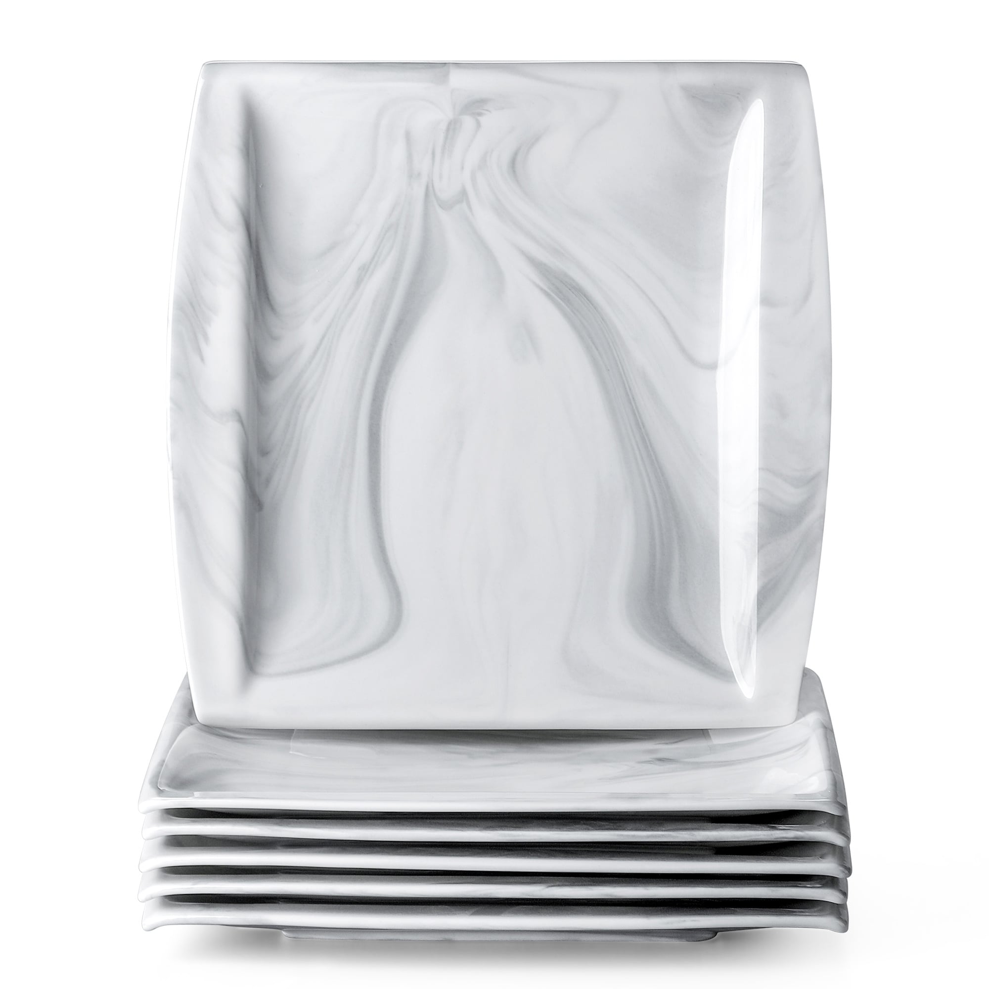 MALACASA, Series Blance, 6-Piece Porcelain Dinner Plates Dinnerware Set,  Ivory White Dinner Set, 10.25