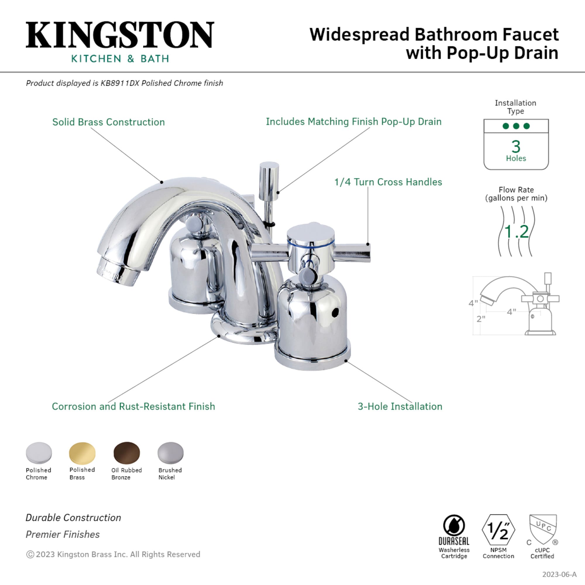 Kingston Brass WLKB8915DX Lavatory-Faucets - View #2