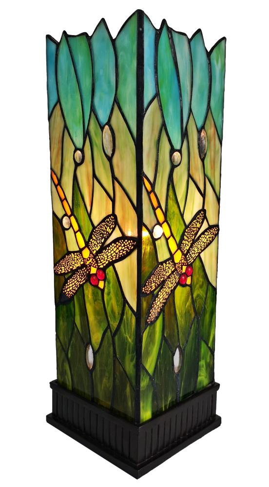 Tiffany Style Multicolored Stained Glass Dragonfly Nightstand Lamp