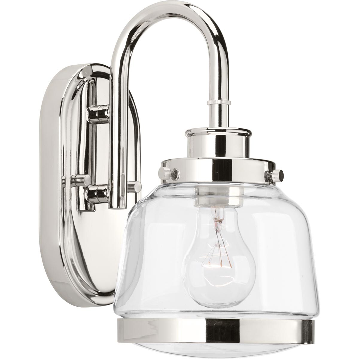 Progress Lighting P300080-104 Judson 6.50-in 1 -Light Polished Nickel Farmhouse Vanity light
