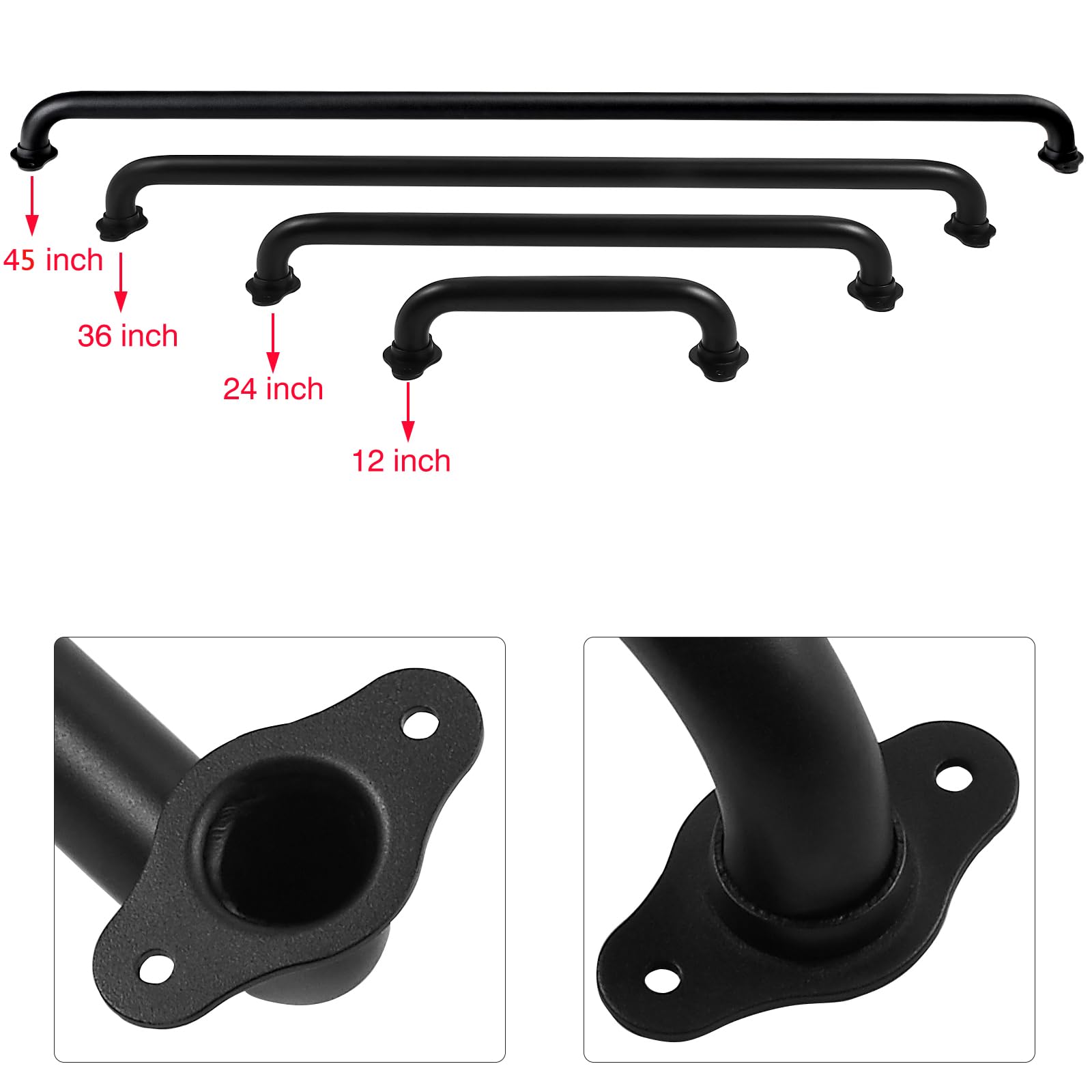 Oyezvary 36 Inch Black Metal Stair Railing Indoor Industrial Pipe ...