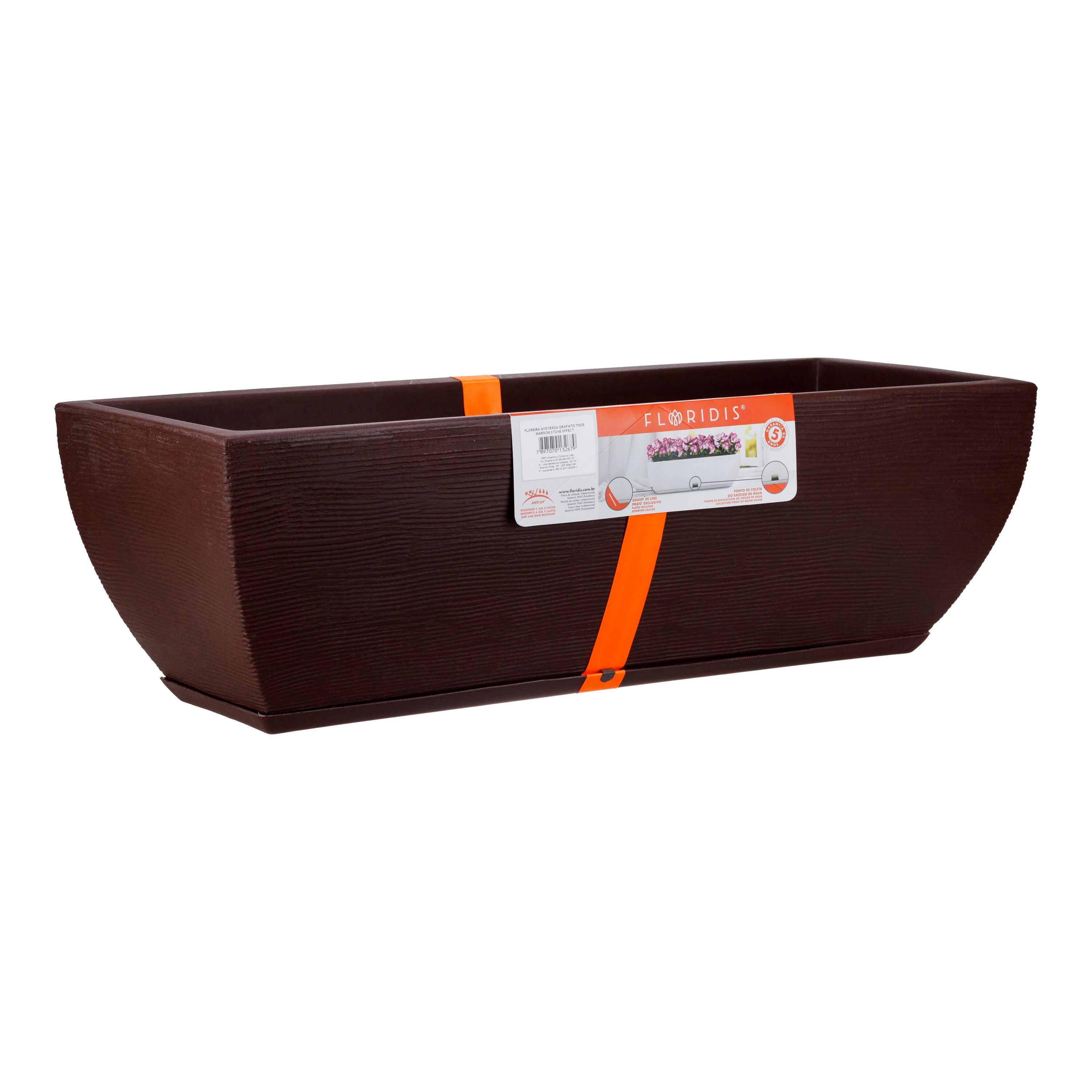 FLORIDIS 10160269 Rectangle 2.25-in W Brown HDPE Indoor/Outdoor Planter