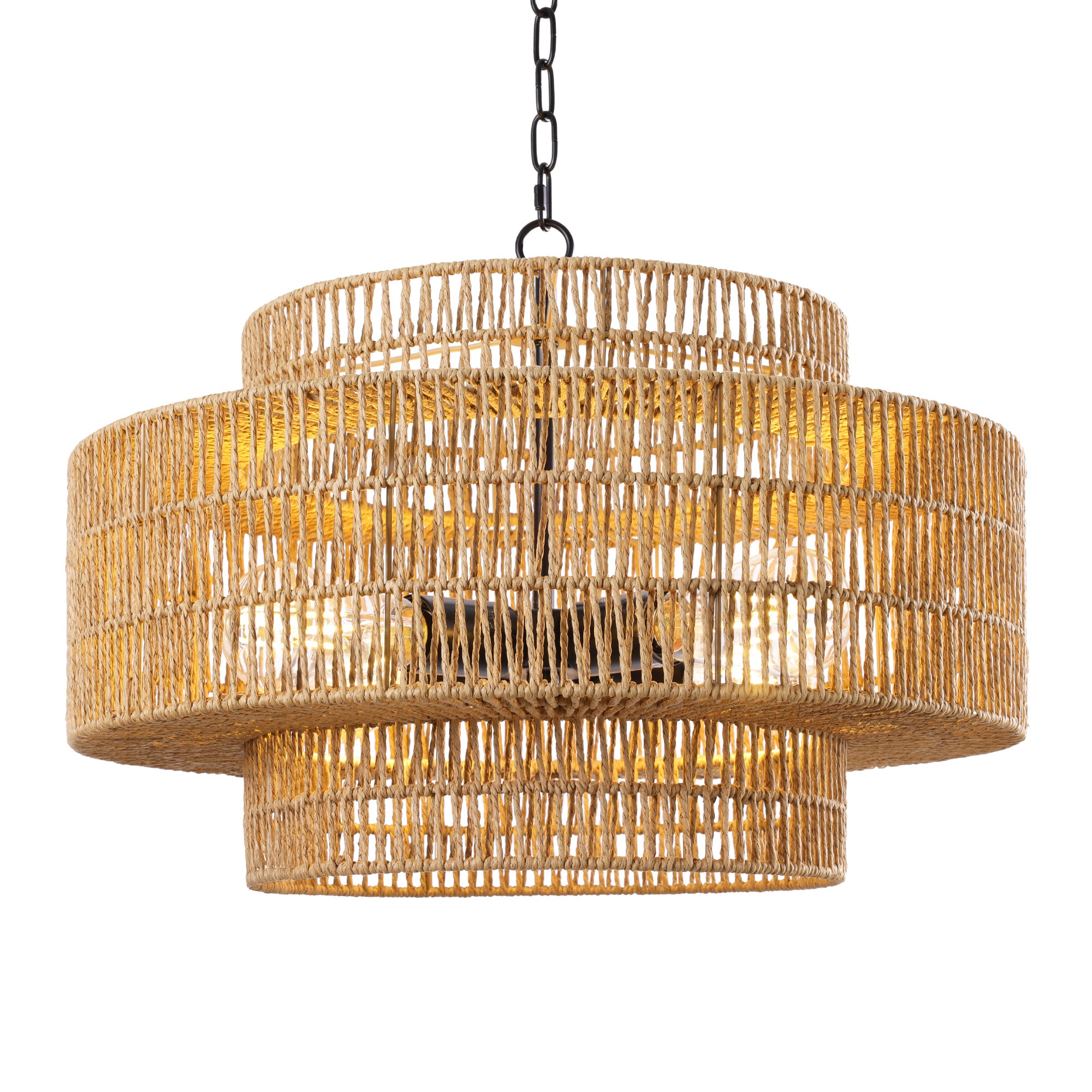 LamQee 06FTL0296ARB Rattan Chandelier 4 -Light Brown Farmhouse Cage For Use in Bedrooms, Dining Rooms, Foyers, Kitchens, Living Rooms Chandelier