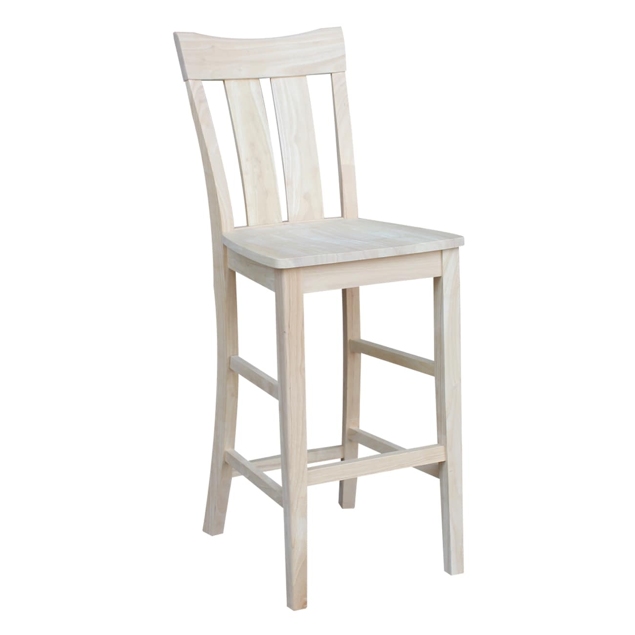 International Concepts S-133 Unfinished 29.9-in H Bar height Square seat Wood Bar Stool and Back