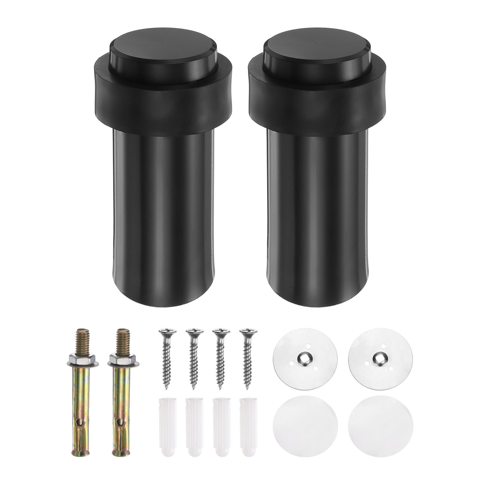Unique Bargains - 2pcs Cylindrical Door Stopper 3.1 Inch Height Door Stop with Rubber Bumper Stai...