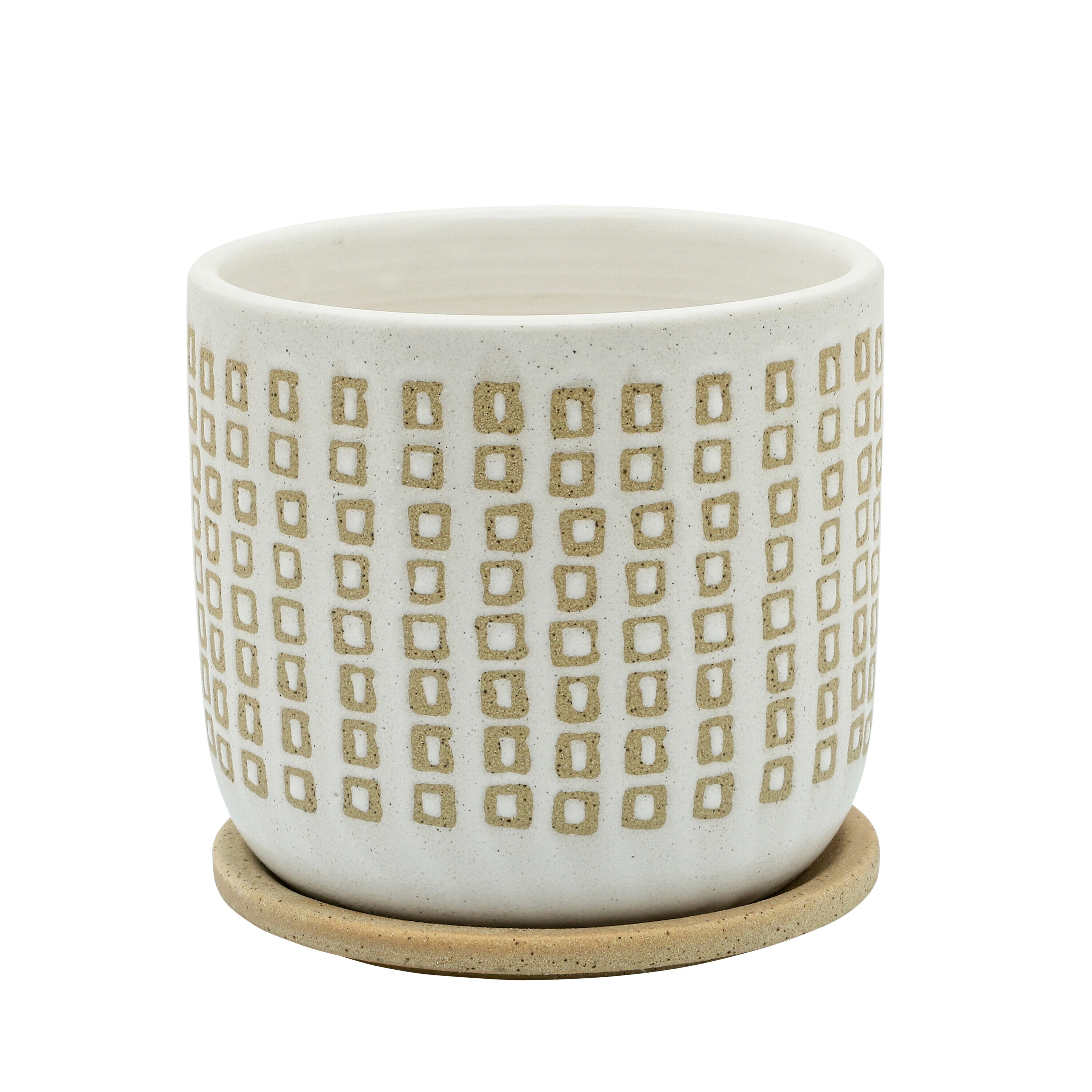 Sagebrook Home 14771-02 Round 6-in W x 6-in H Off-white Ceramic Indoor/Outdoor Planter