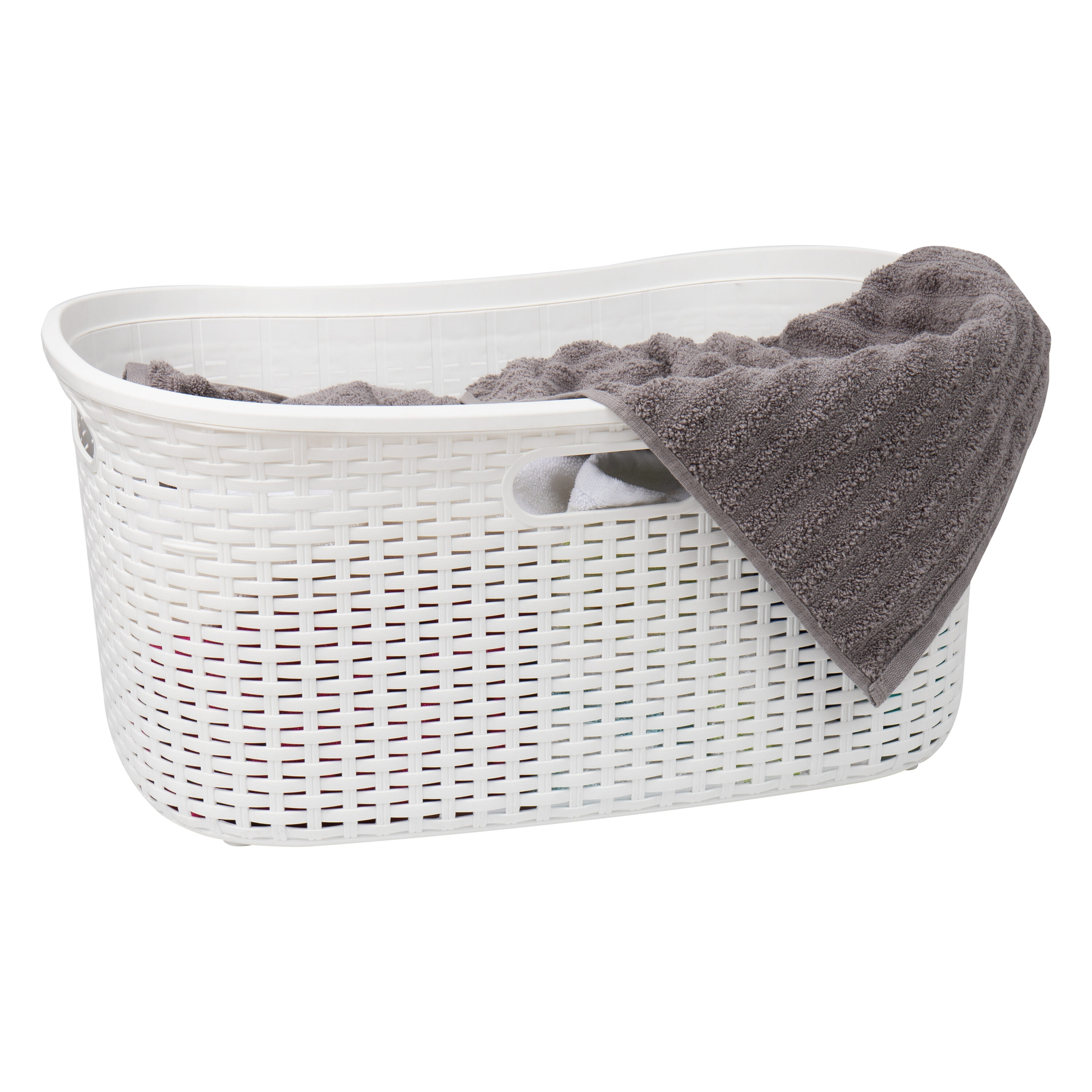 Mind Reader 40LBASK-WHT 40-Liter White Plastic Laundry Basket