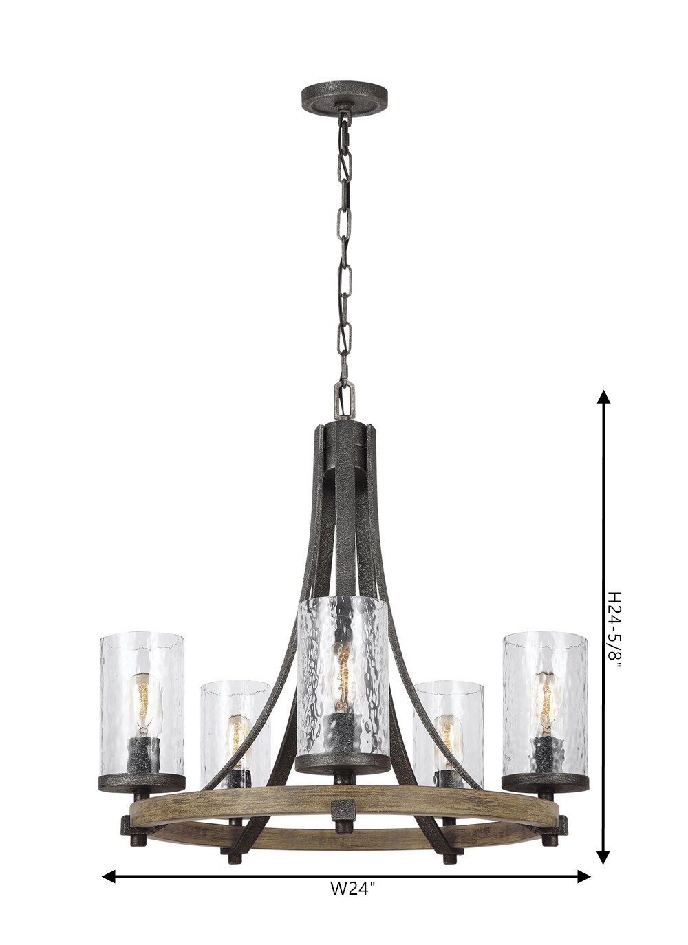 Angelo Distressed Oak & Slate Grey 5-Light Chandelier