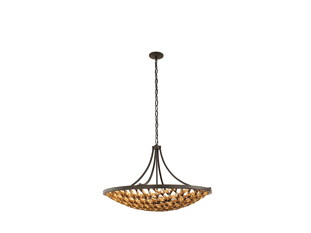 Ventura 8-Light Matte Black and Gold Mid-Century Modern Pendant