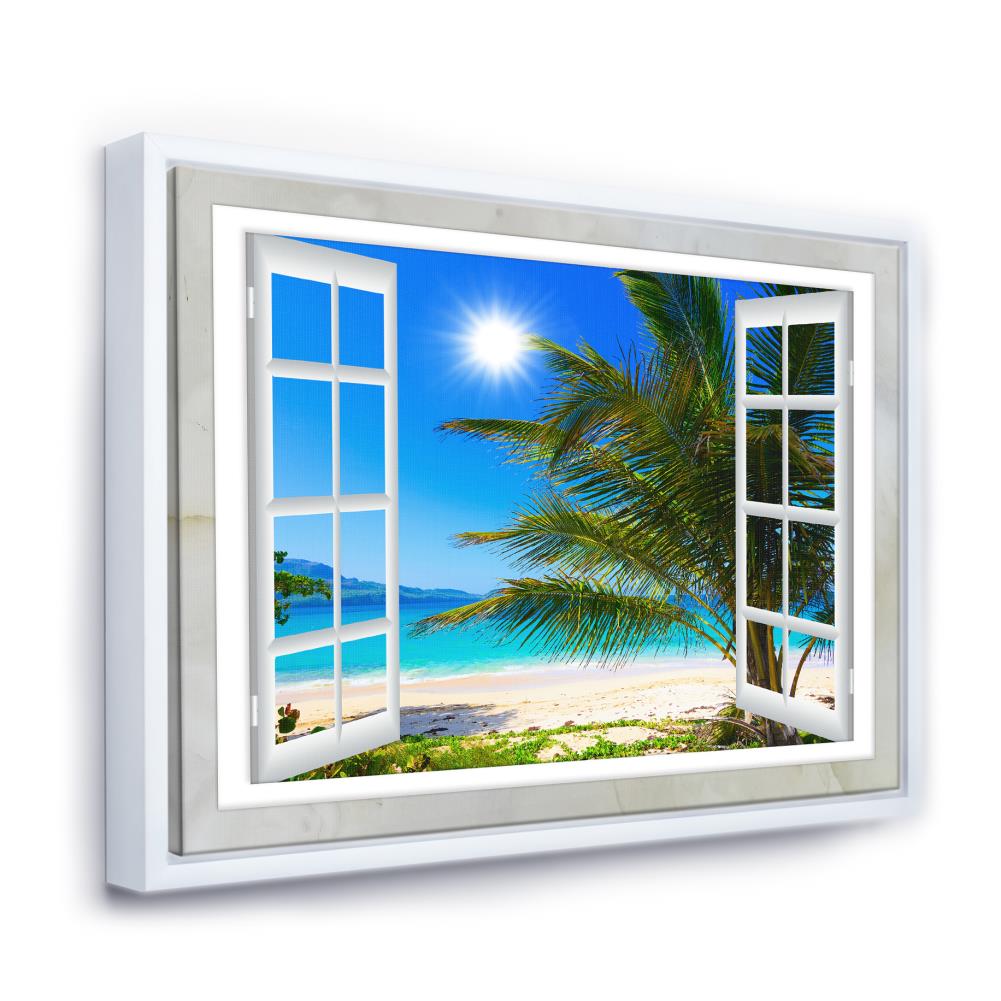 Designart FL11433-46-36-WH Wood Floater frame 36-Inches H x 46-Inches W Coastal Canvas Print