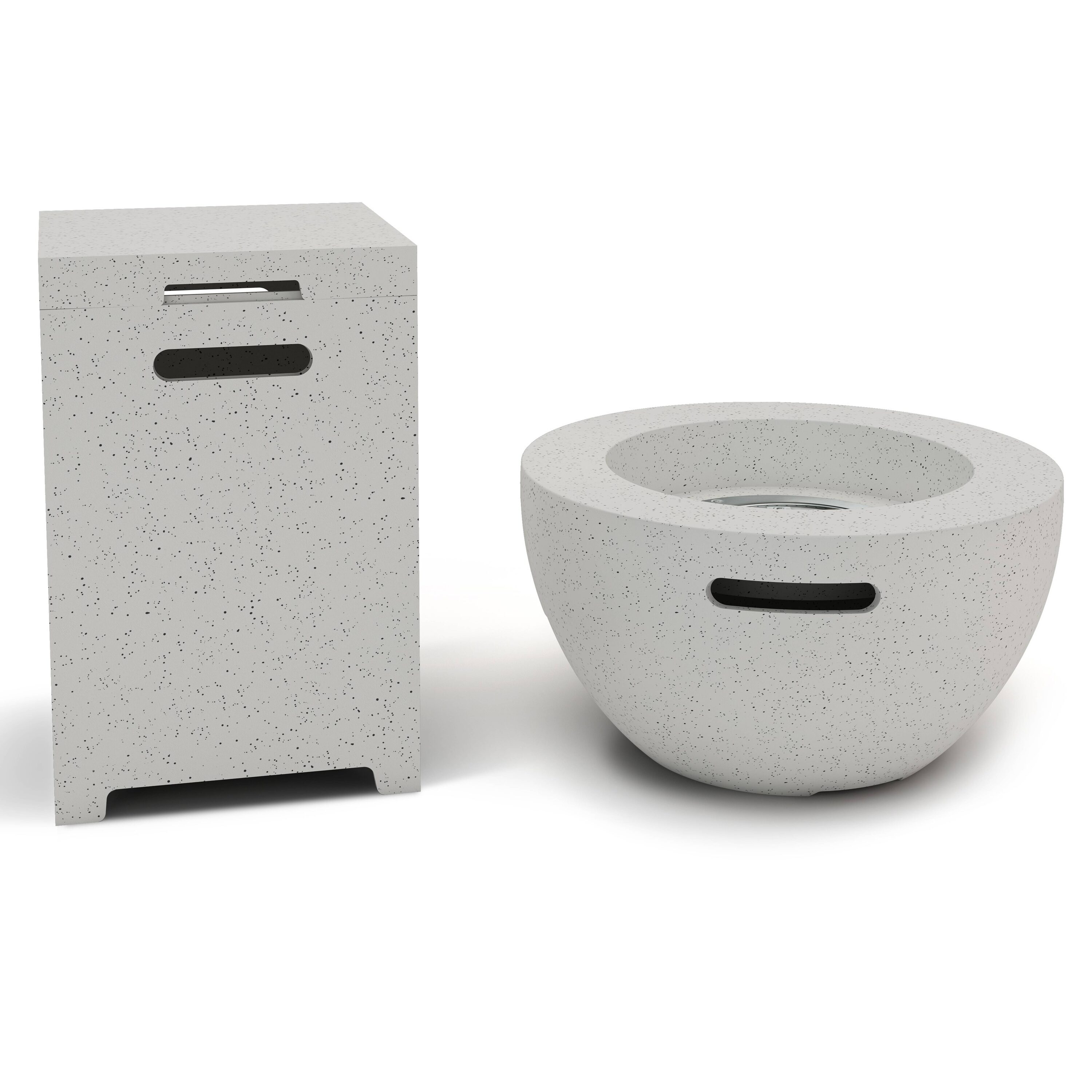 KANTE RMFP-B01SET-81904 25-in W 50000-BTU Light Gray Portable Concrete Round Propane Gas Fire Pit
