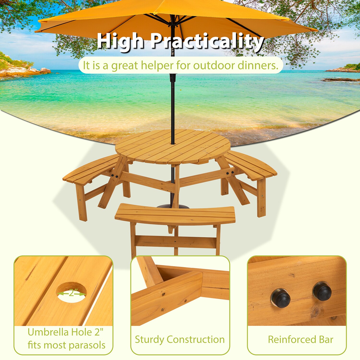 SINOFURN SYB750004YL Picnic-Tables - View #8