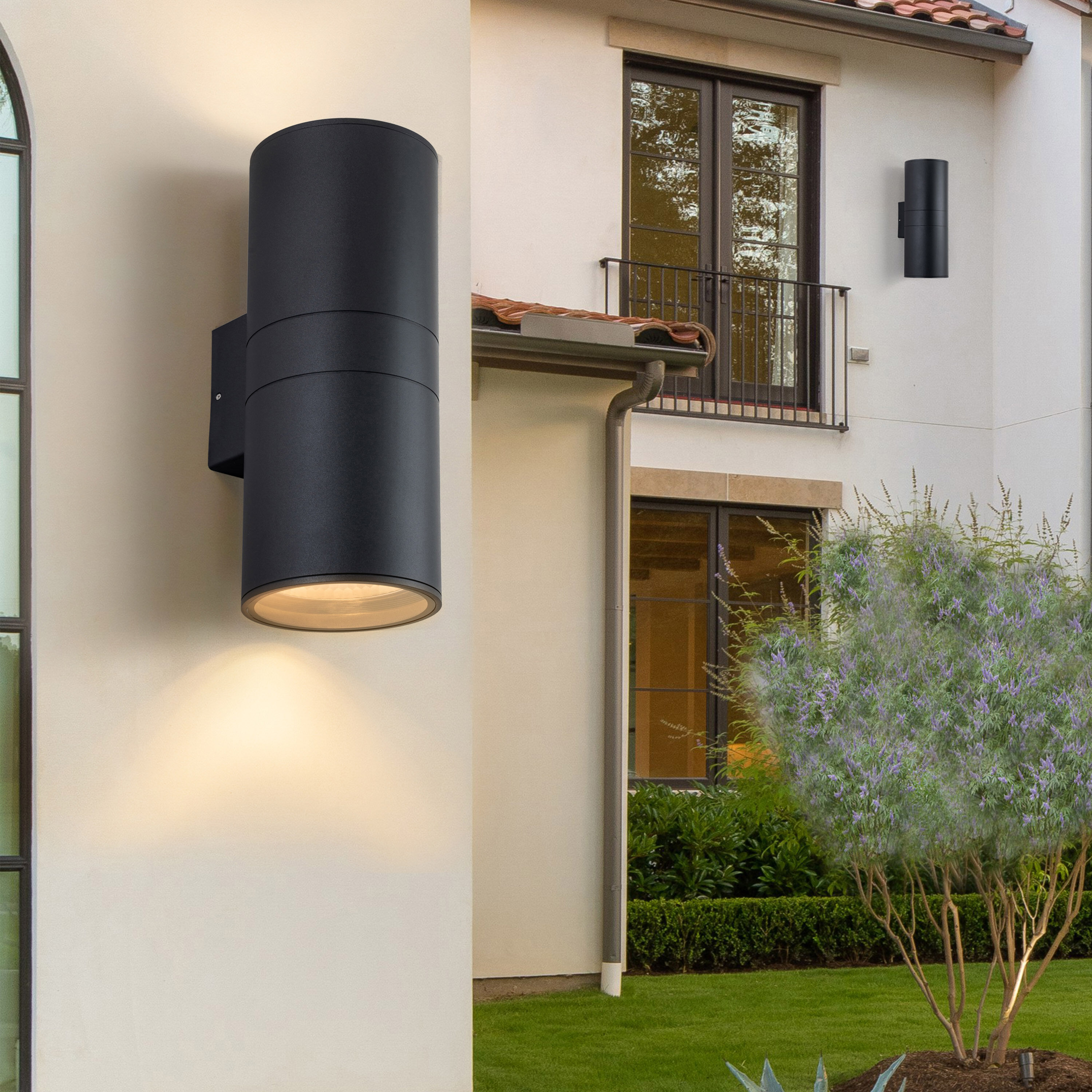 Matte Black Aluminum Cylinder Outdoor Wall Sconce
