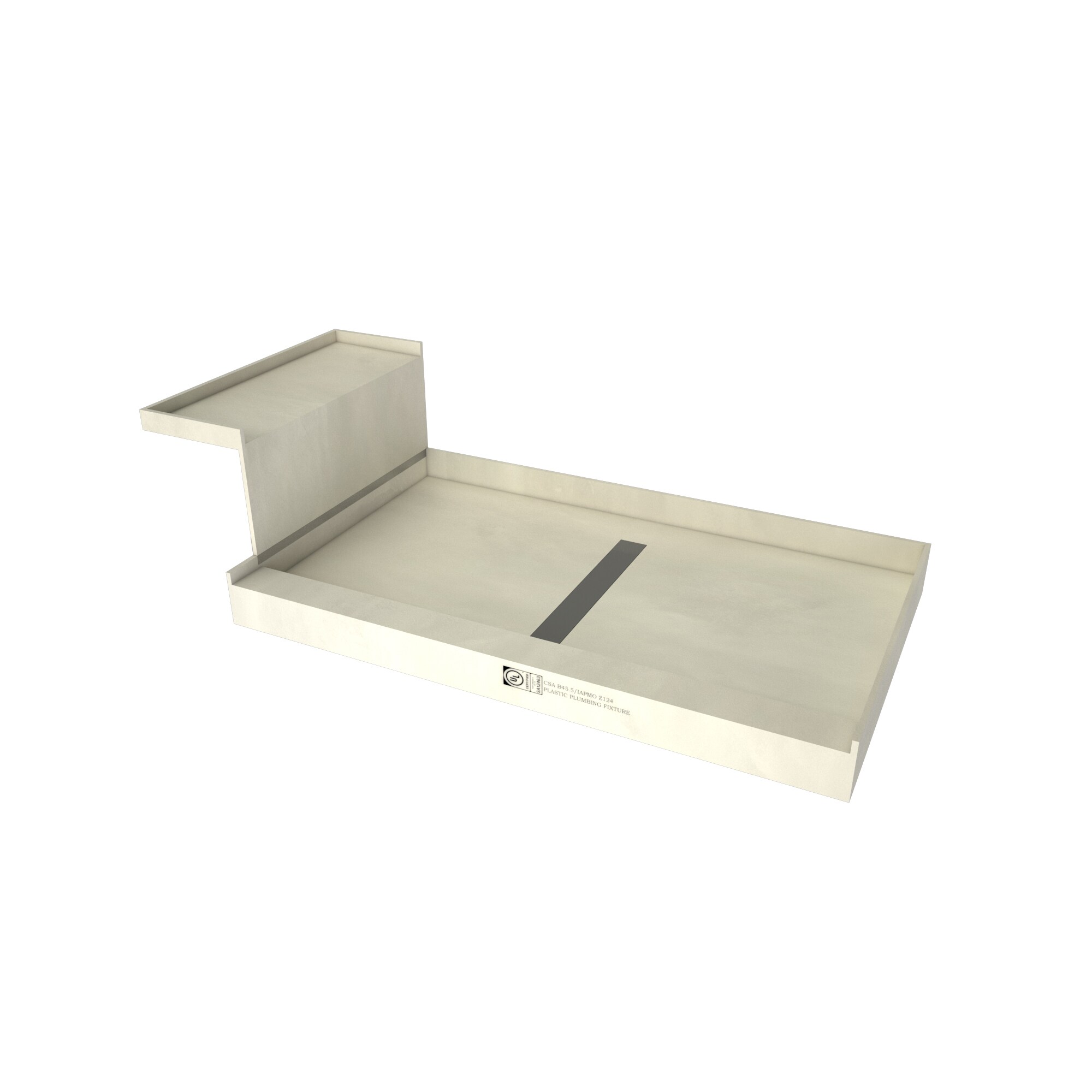 Tile Redi RT3448C-SBN-RB34-KIT 34-in W x 60-in L x 17.75-in H Made For Tile Single Threshold Shower Pan Base (Center Drain)