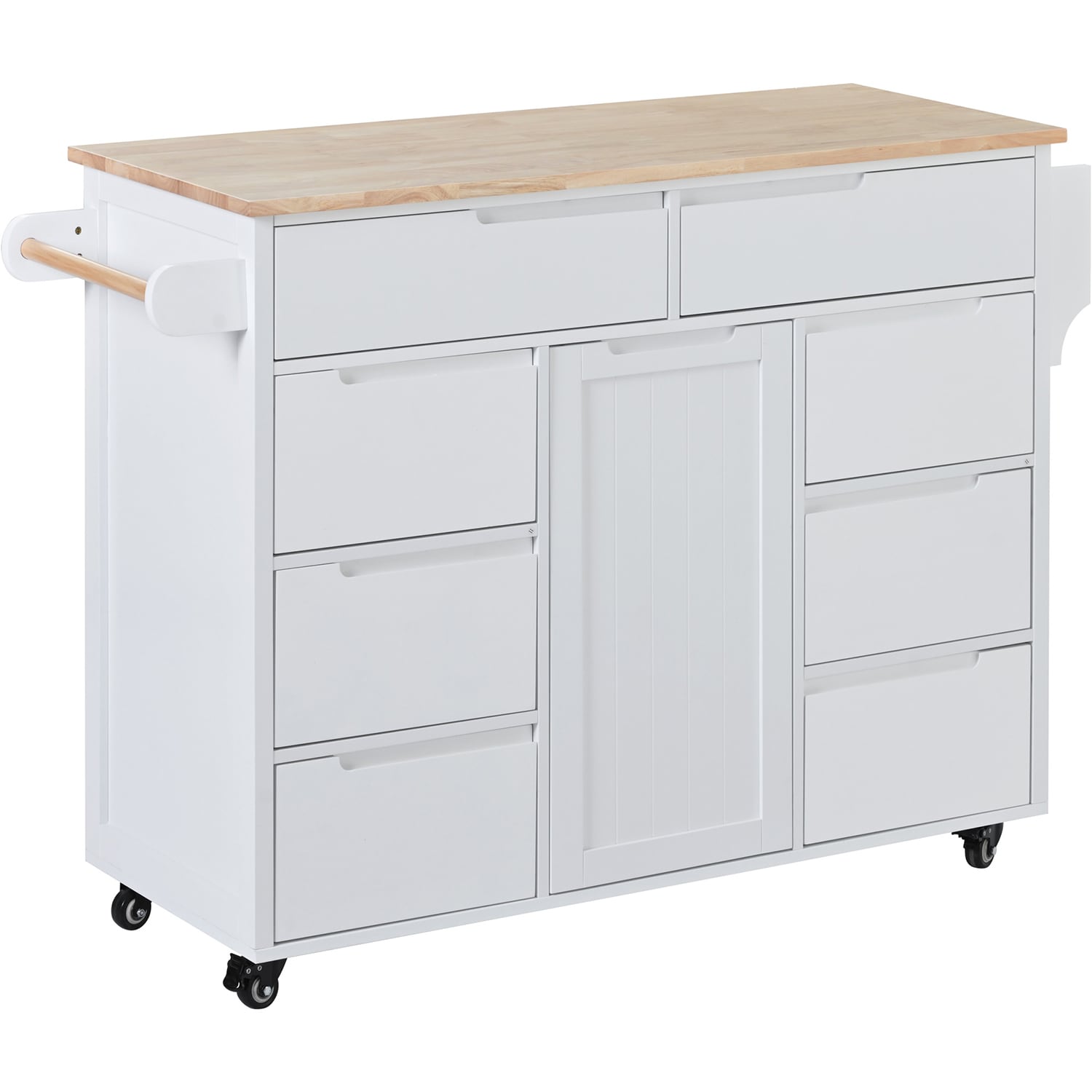 Bybafun YB2600038 White MDF Base with Wood Wood Top Rolling Kitchen Cart ( 18.5-Inches x 53.1-Inches x 37-Inches )