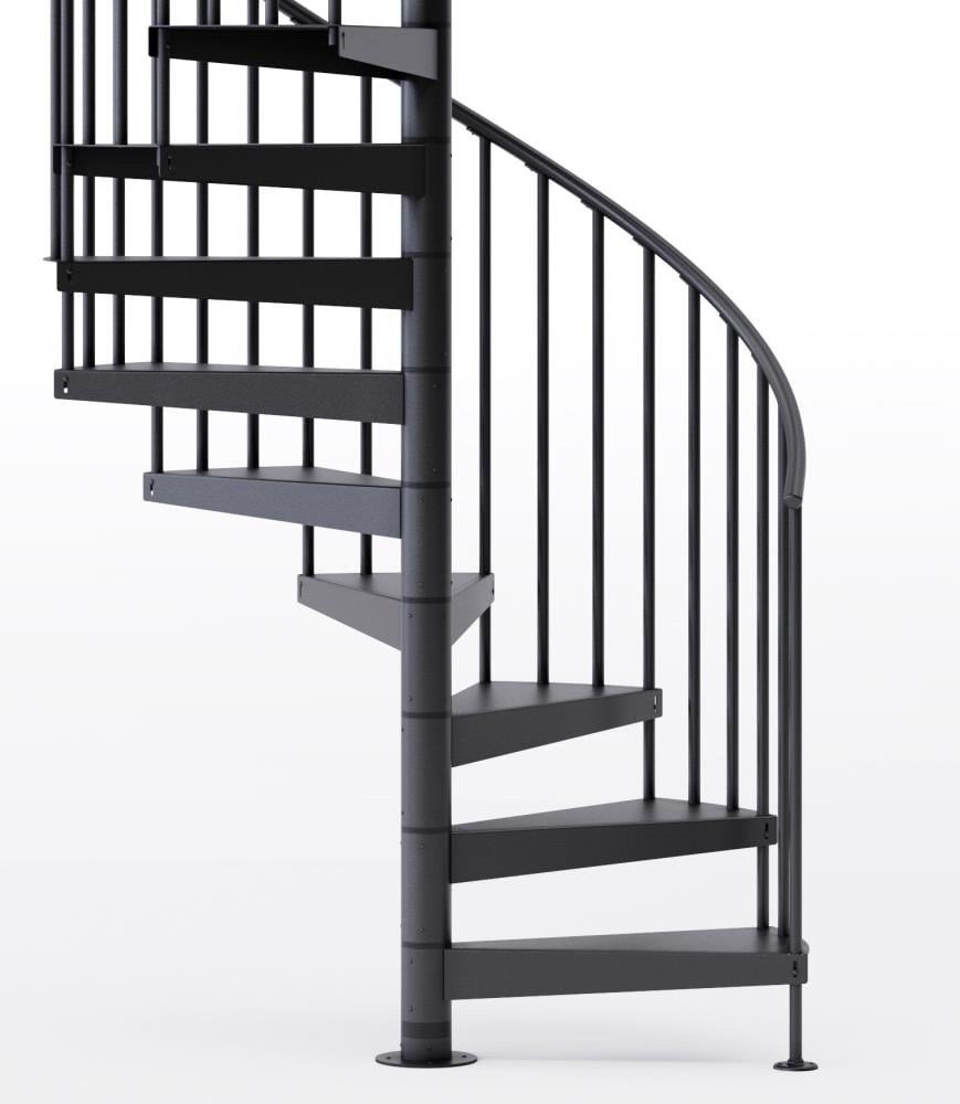 Mylen Stairs Condor 60-in x 14.42-ft 2 Platform Rails Black Spiral ...