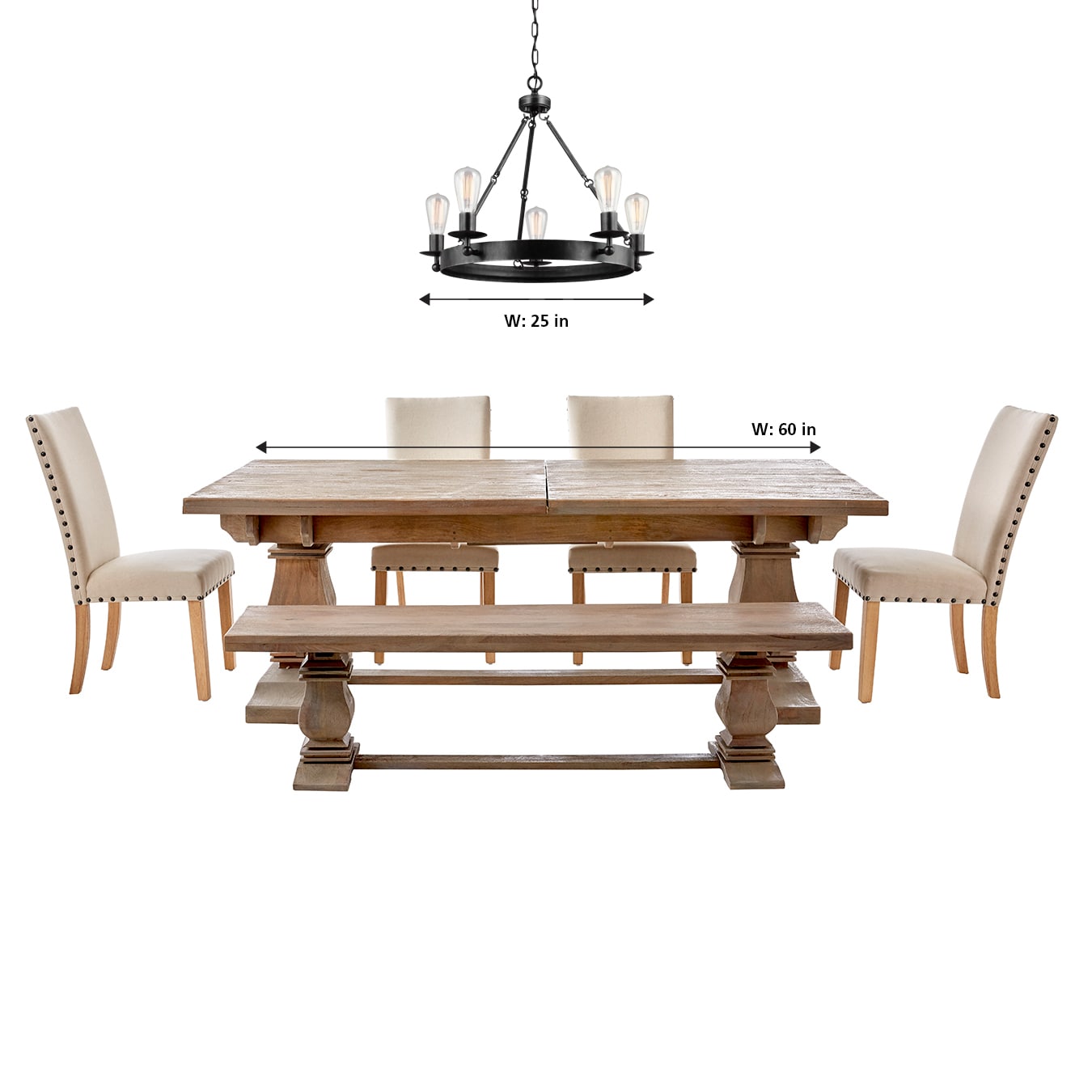 Stardust Finish 5-Light Chandelier with Clear Beveled Shade