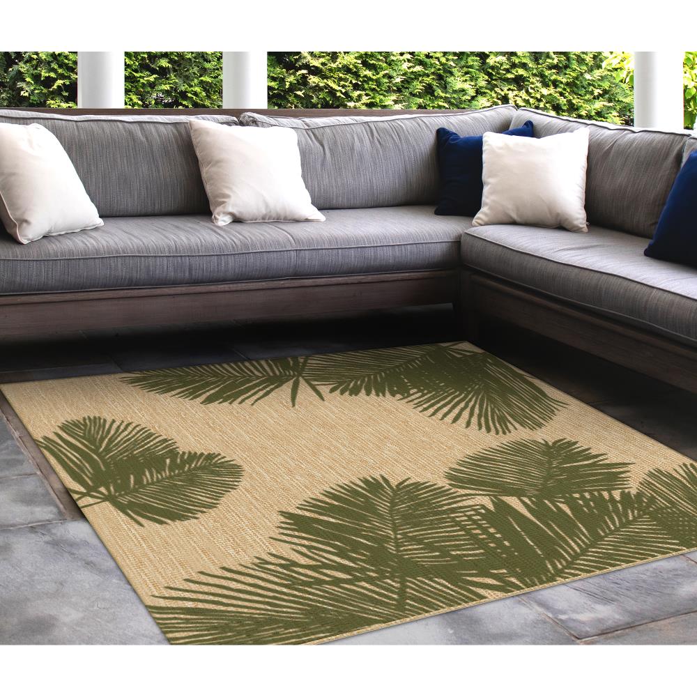 Liora Manne CRES8843906 Carmel 8 x 8 (ft) Polypropylene Green Square Indoor/Outdoor Floral/Botanical Tropical Area rug