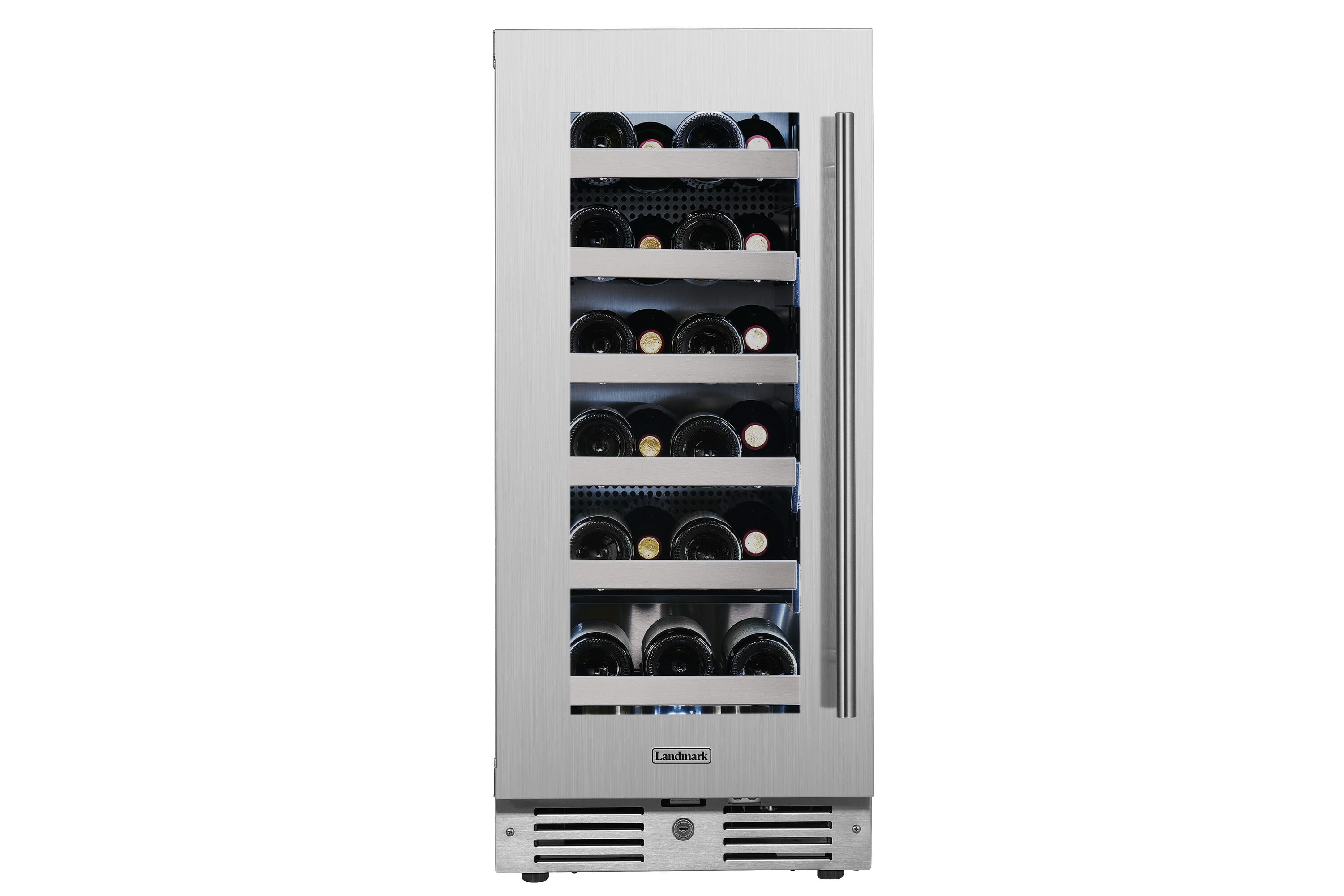 Landmark L3015UI1WSG-LH 15-in W 23 -Bottles Stainless Steel Freestanding Indoor Wine Cooler