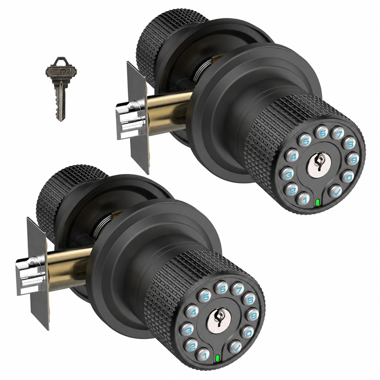 AOIZGMY Smart Door Knob with Keypad and Key Keyless Entry Door Lock with Rubber Grip Auto Lock 50 User Code Waterproof Easy to Install and #LAZ0728Z039