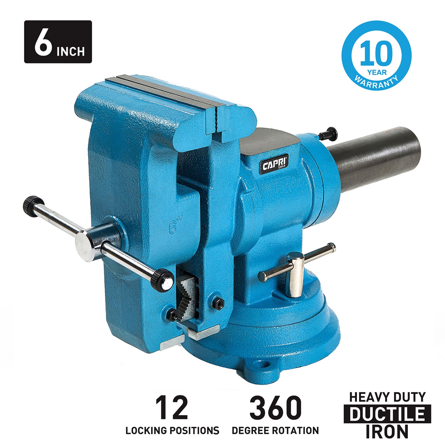 Capri Tools 6-in Ductile Iron Bench Vise, 9000 lbs. Clamping Force, 4.2-in Throat Depth CP10519W Sansujyuku sansujyuku.com