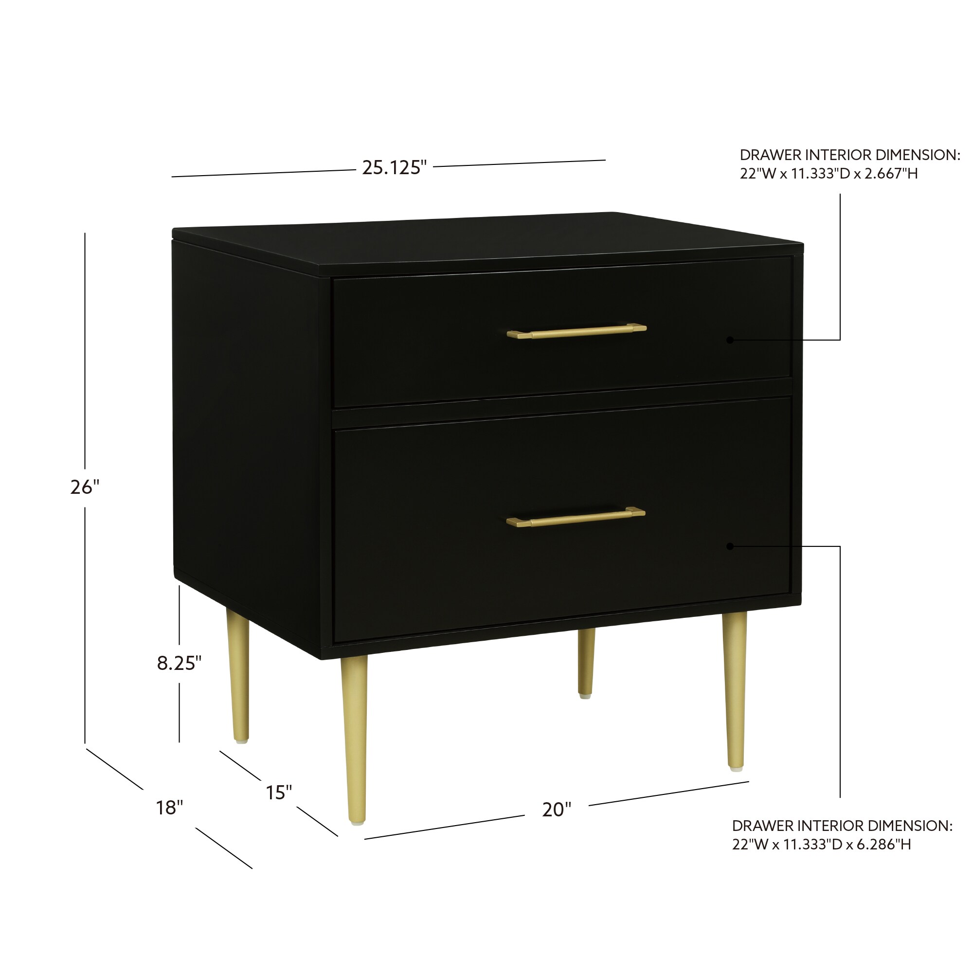 Linon Winston Black Rubberwood Nightstand in the Nightstands department ...