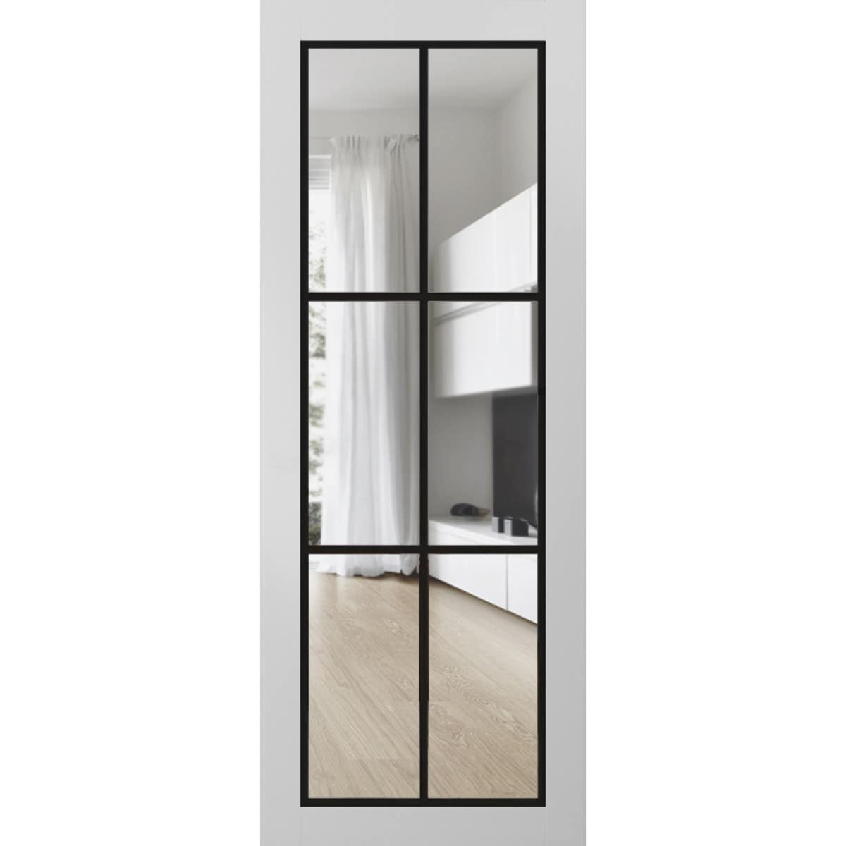 SARTODOORS Slab Barn Door Panel Clear Glass - Lucia 2366 White Silk - Sturdy Finished Doors - Pocket Closet Sliding-18 x 80