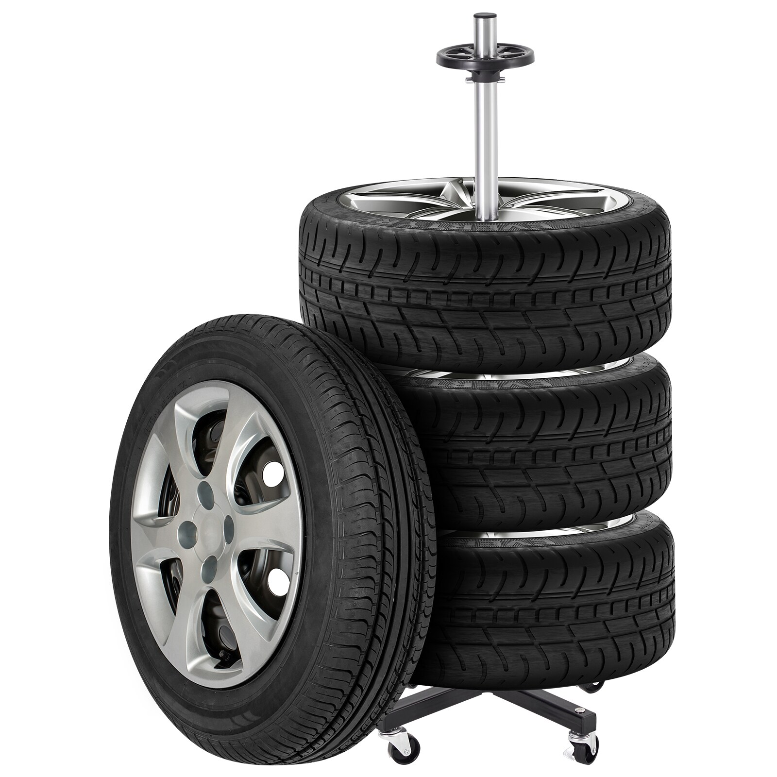 GIVIMO - Wheel and Tire Storage Rack on 4 Locking Casters 18.11-in W x 18.11-in D x 45.67-in H Q2...