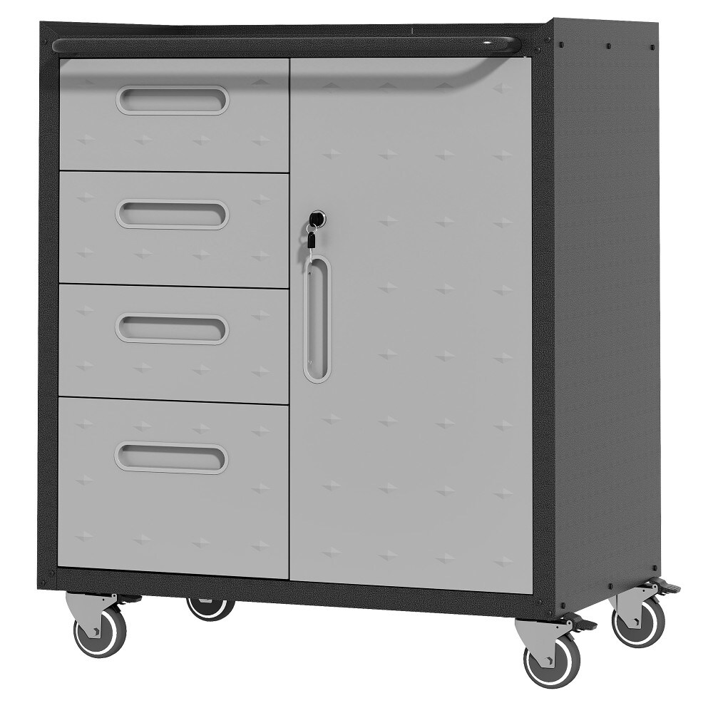 Taoi Fxio Rolling Metal Tool Storage Cabinet 4 Side Drawers Lockable Compartment Adjustable Shelf  Cold Rolled Steel Cabinet