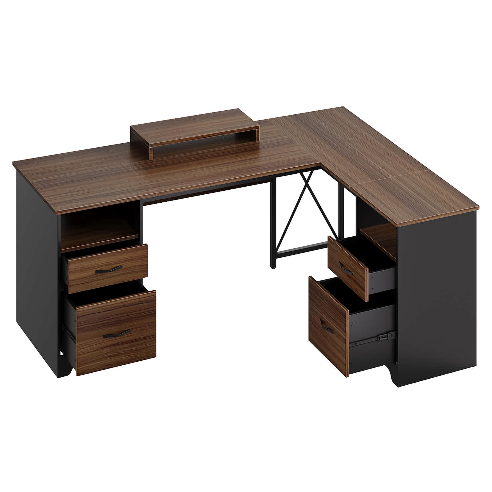 Bestier 62.99-in W 4-Drawer Cherry Computer Desk #LOW-H104715P-CRY