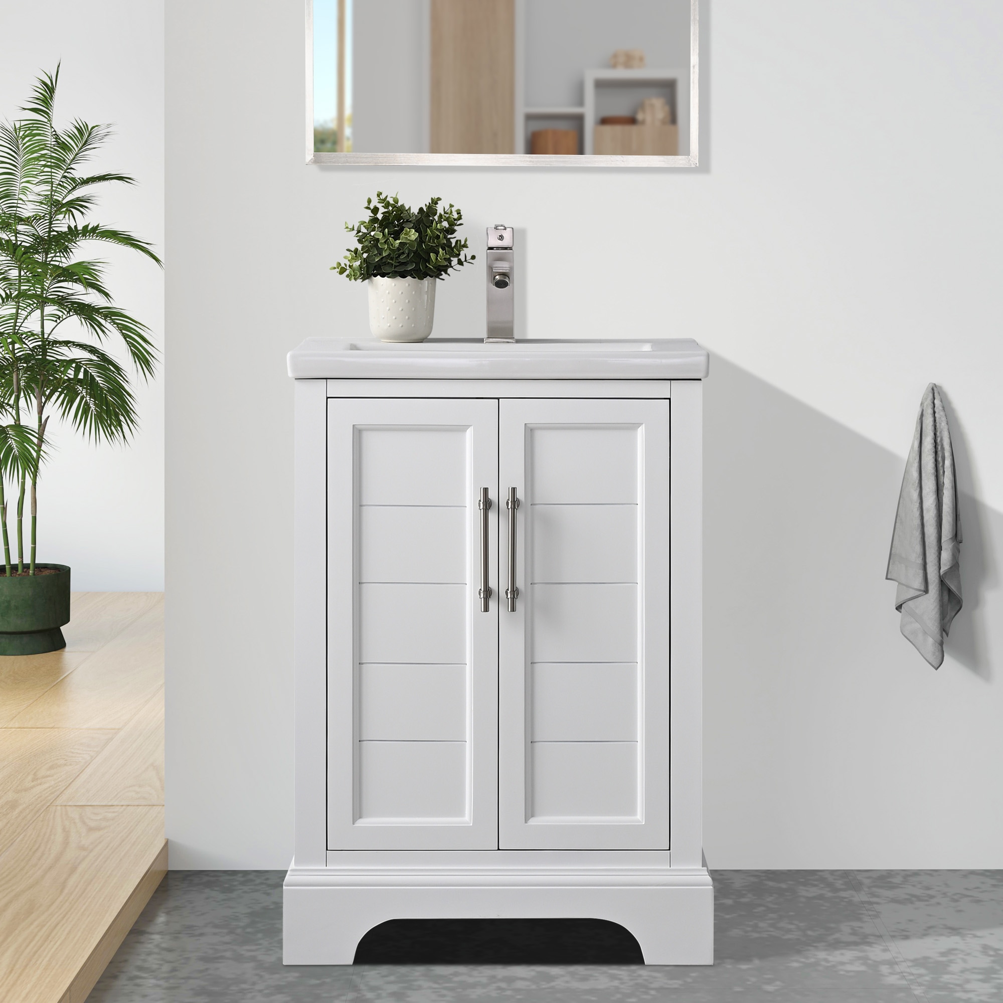 Vanity Art VA5024-W Vannes 24-in White Undermount Single sink Bathroom Vanity with White Ceramic Top
