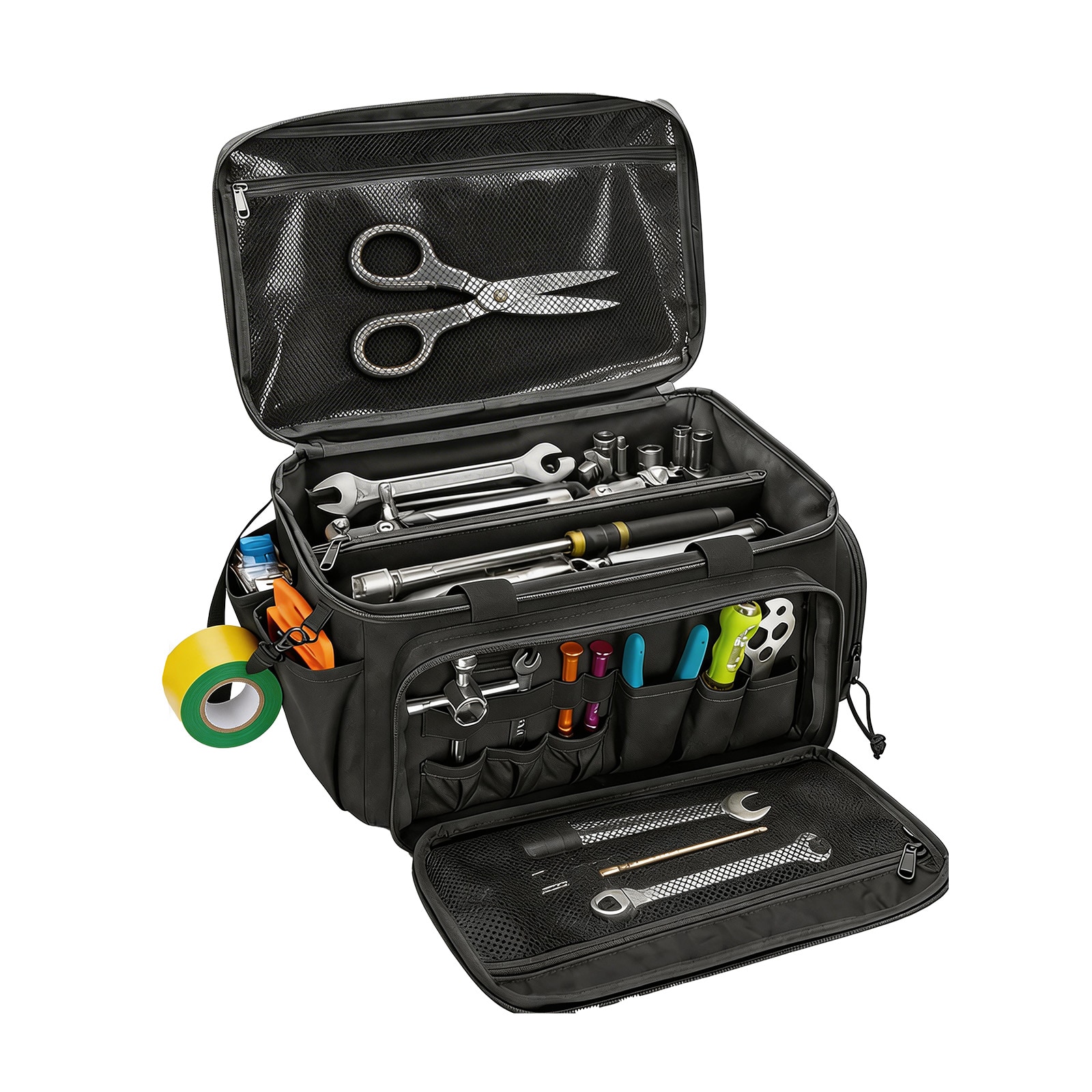 Garvee 14-Inch Heavy Duty Canvas Tool Bag Hand Tool Storage Organizer with Reinforced Bottom Black Multi-Pocket Work Tote for Repairman Carpenter Handyman